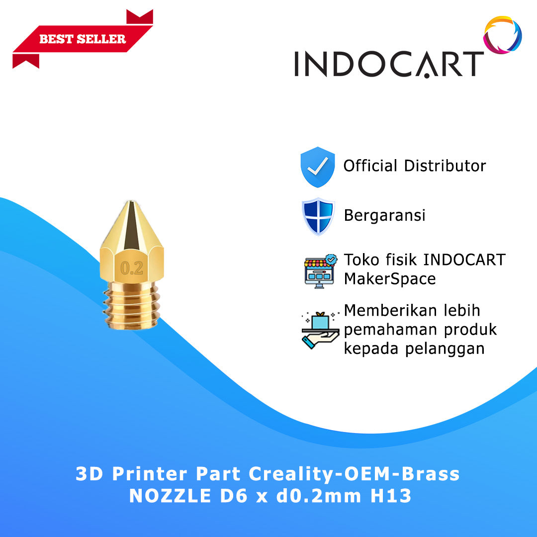 INDOCART Nozzle 3D Printer Creality Ender 3 3V2 5 CR6 CR10 D6-0.2mm