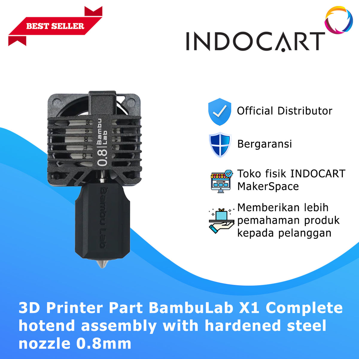 3D Printer Parts BambuLab Complete Hotend Assembly with Hardened Steel Nozzle 0.4mm BambuLab X1C