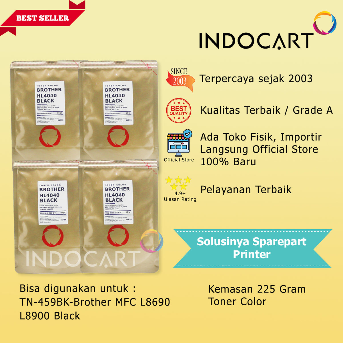 Serbuk Toner Warna Jepang TN-240 TN-261 TN-269 TN-861-HL 3040 3150 L3240 L9430 MFC 9120 (200gr-225gr)