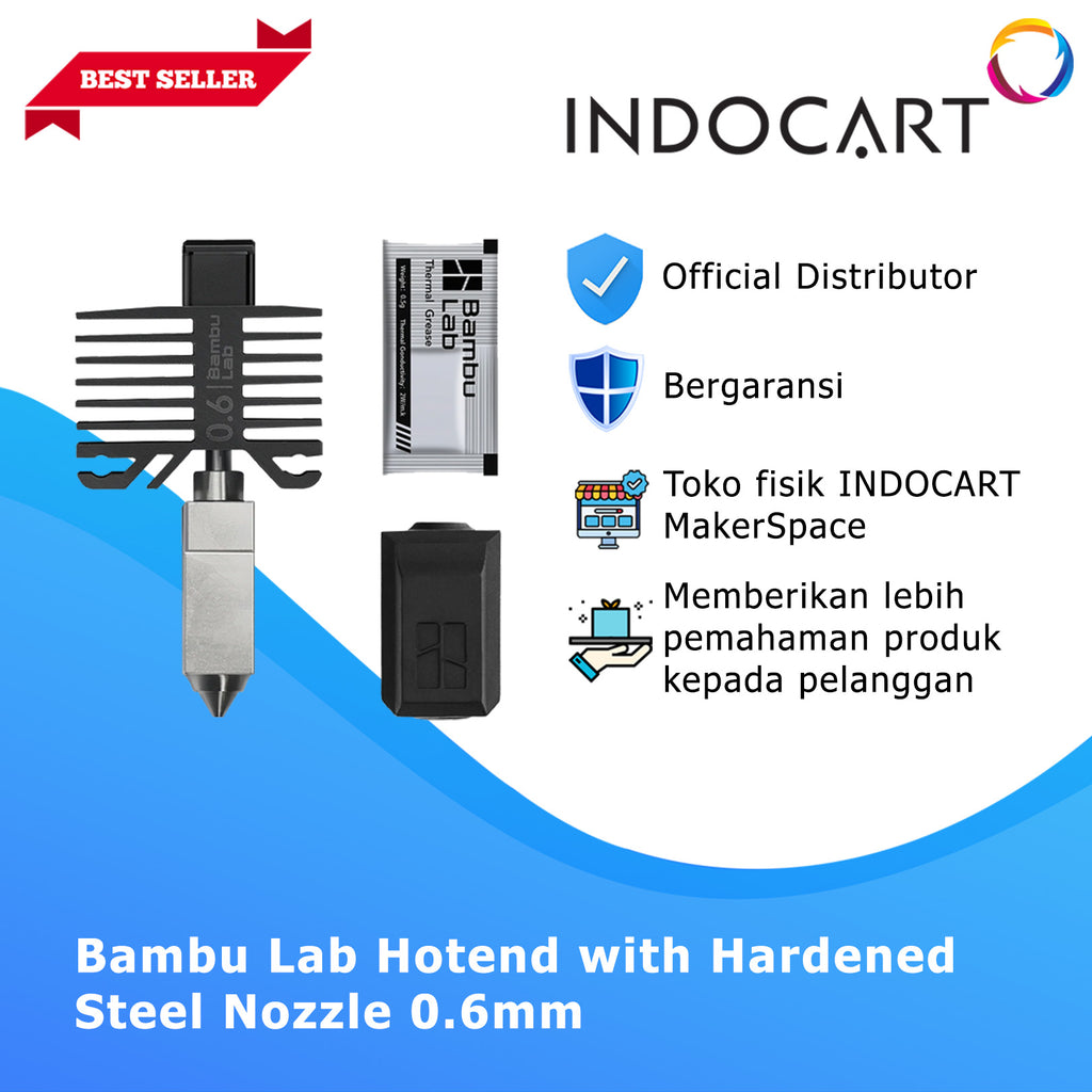 3D Printer Parts BambuLab Hotend with Hardened Steel Nozzle 0.6mm BambuLab P1/X1C Series
