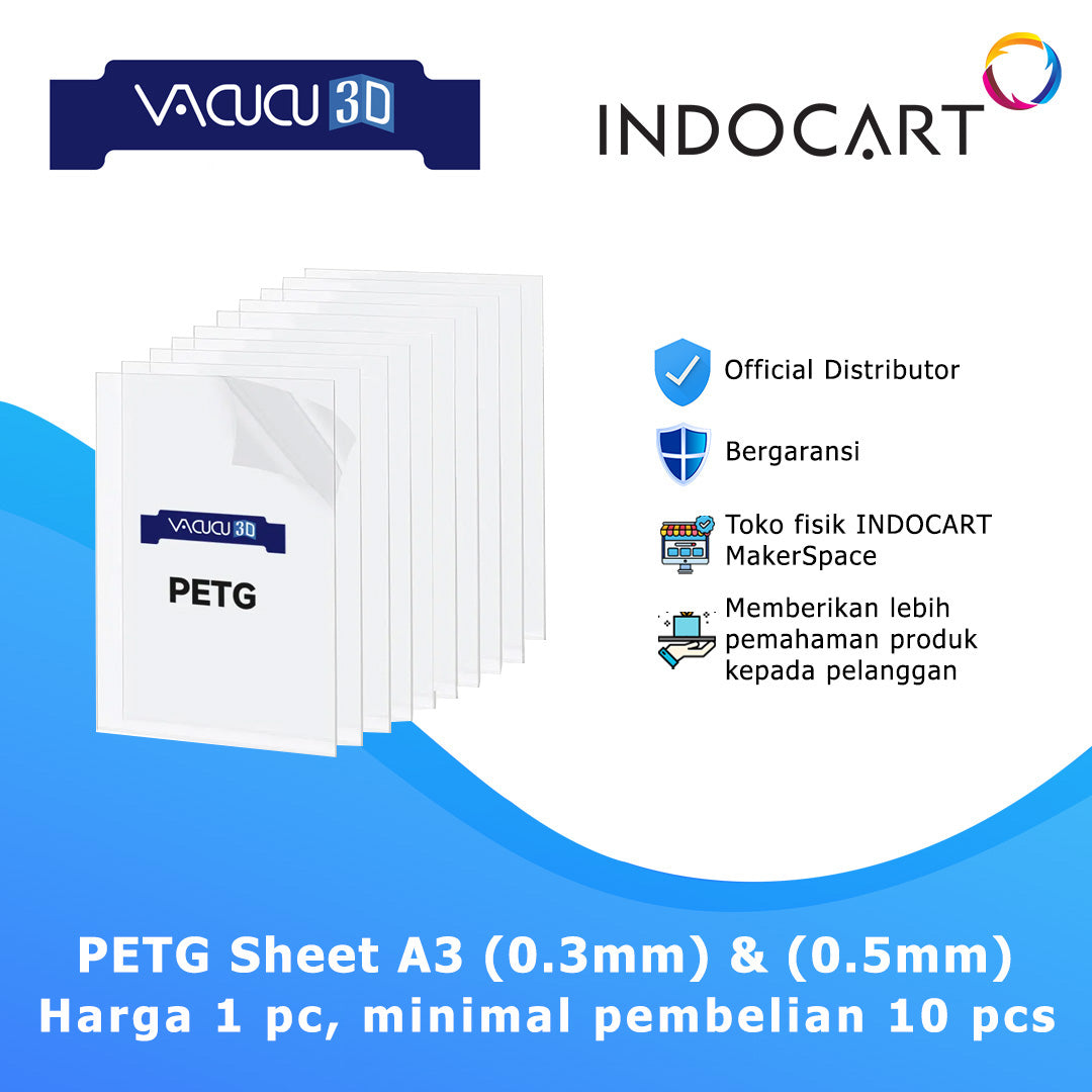 Vacucu 3D PETG Sheet A3 297x420mm for Create Prototypes Molds and Casts