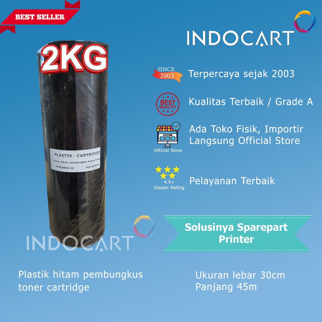 Plastik hitam-lebar 30cm-pembungkus toner cartridge-2kg-45m