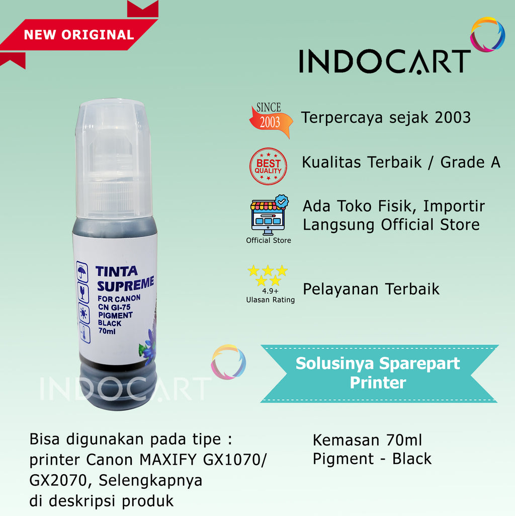 Tinta Supreme Canon GI-75 GI75 Compatible Pigment Ink-Canon GX1070 GX2070-70ml