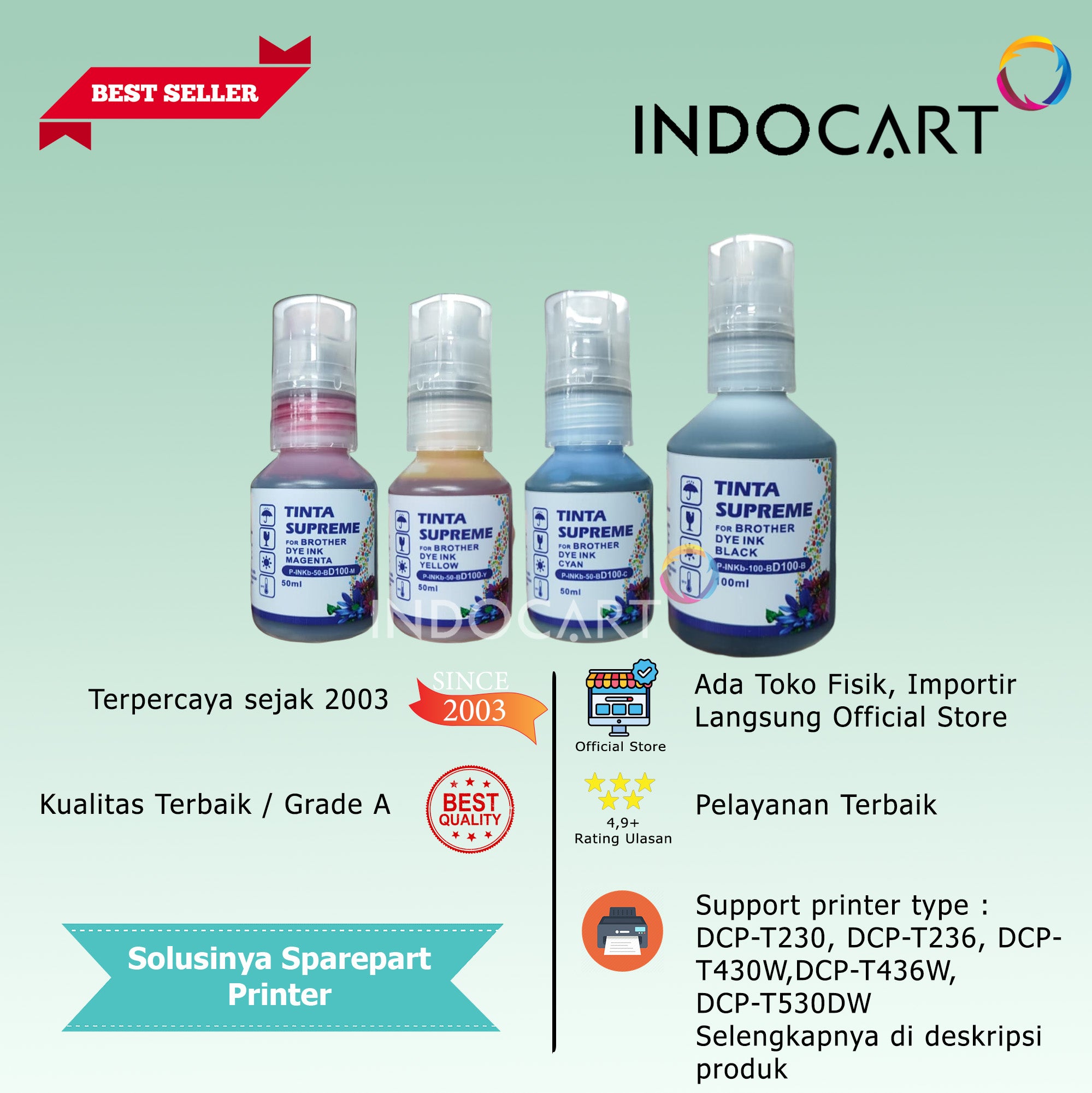 Tinta Supreme BTD60BK BT5000 Compatible Dye Ink-DCP T720DW T520W T220 T420W T426W