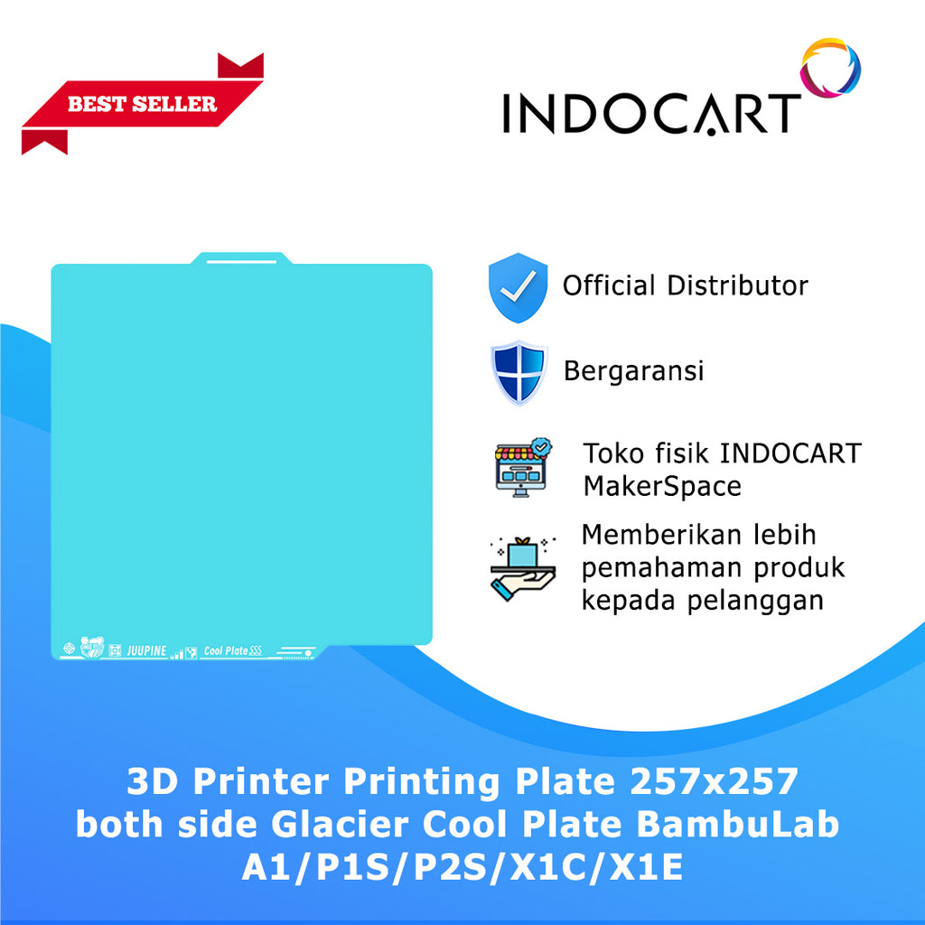 3D Printer Parts Printing Plate-257x257 Dual Side Glacier Cool Plate BambuLab A1/P1S/P2S/X1C/X1E