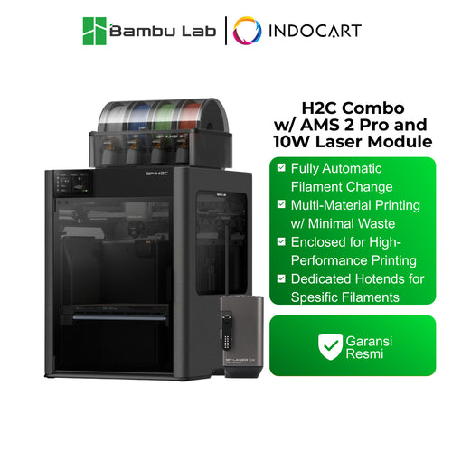 3D Printer BambuLab H2C Combo Multi Material 3D Printing and Laser Cutting Engraver with Vortek Hotend Change System