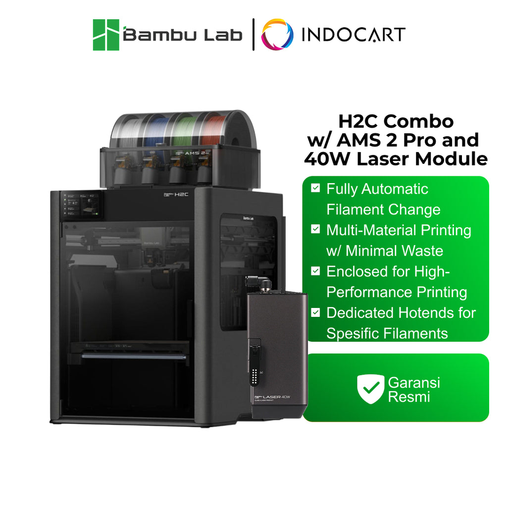 3D Printer BambuLab H2C Combo Multi Material 3D Printing and Laser Cutting Engraver with Vortek Hotend Change System