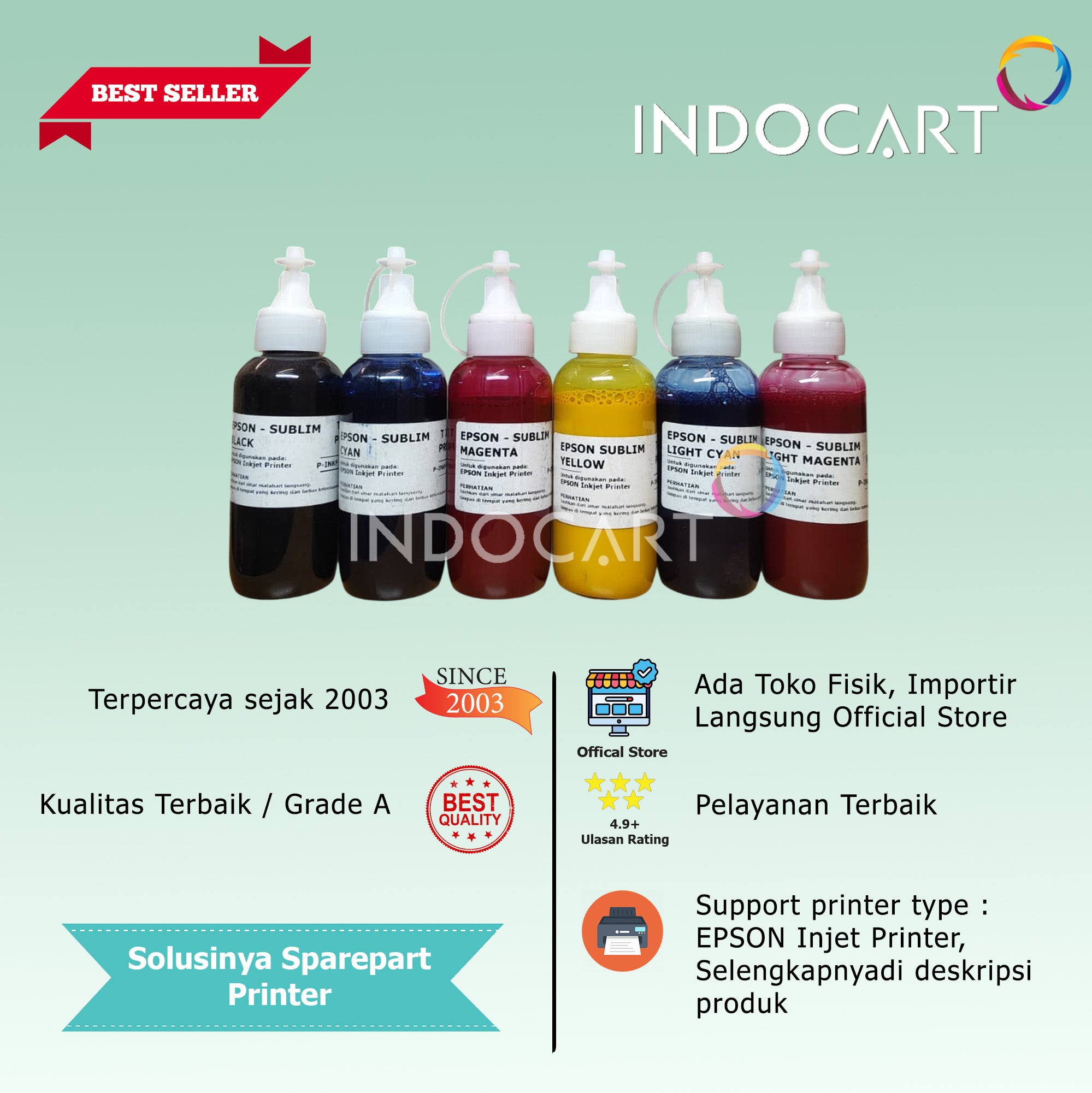 IndoCart Tinta Refill Premium Printer Epson-Sublim Sublimation Ink-100