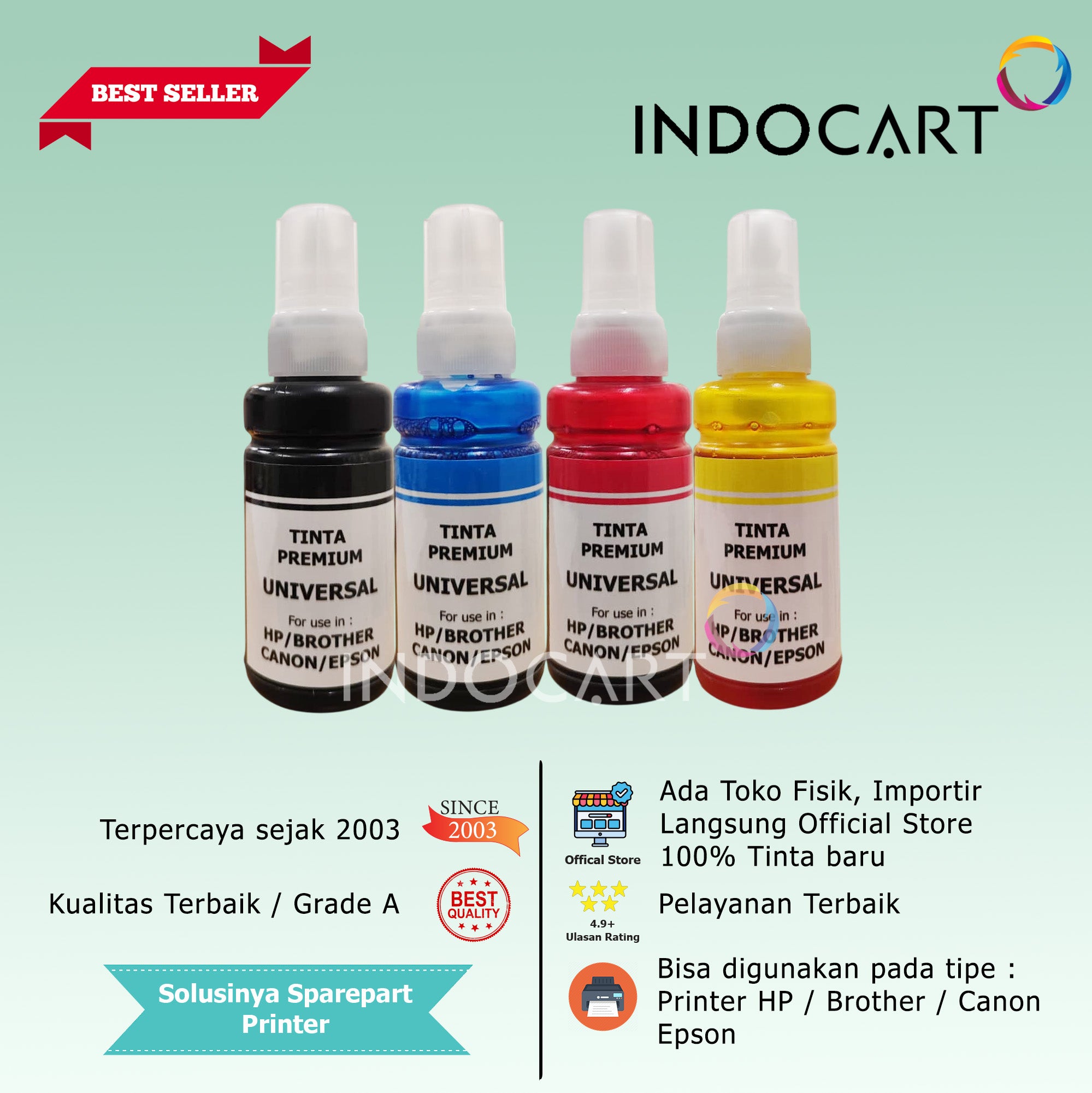 IndoCart Tinta Refill Universal Printer Dye base 100ml Female Cap