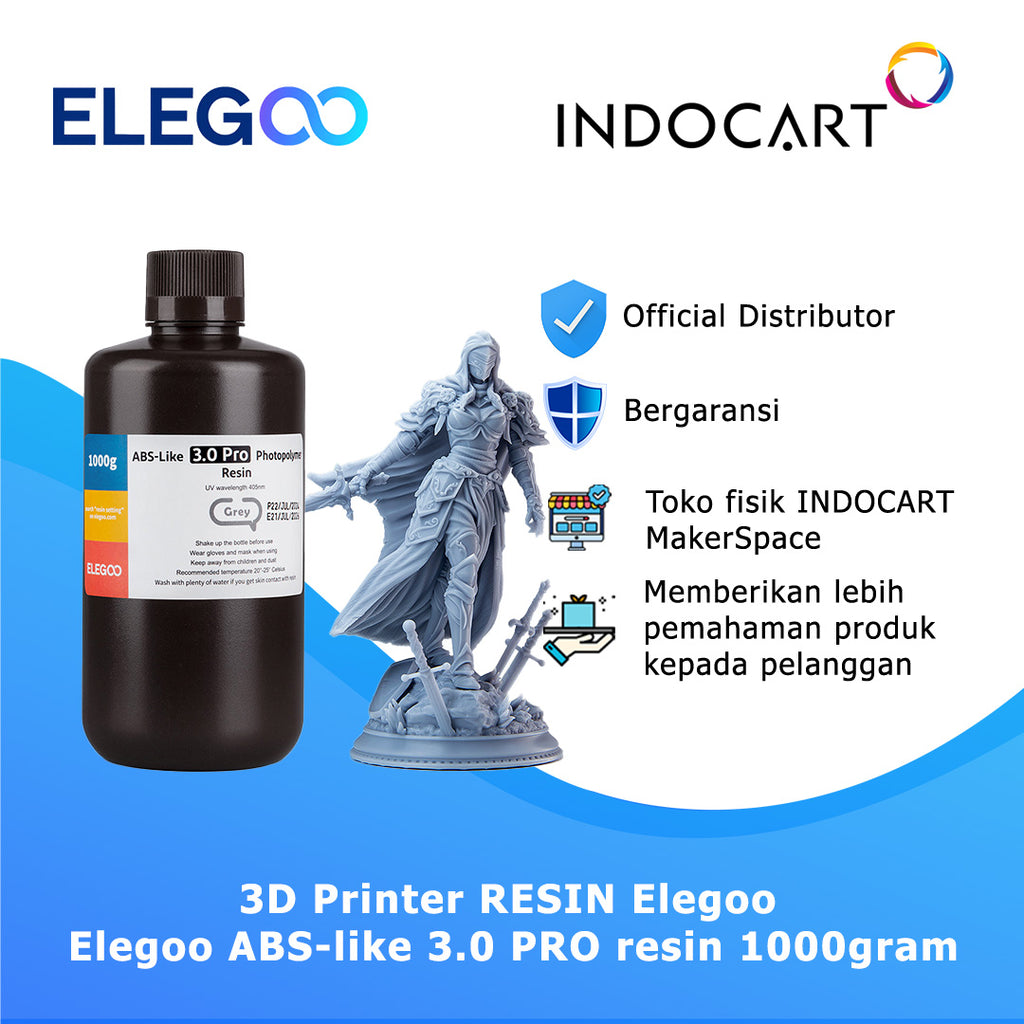 3D Printer Resin Elegoo ABS-Like 3.0 PRO Higher Scratch and Heat Resistance Resin Colored 1Kg