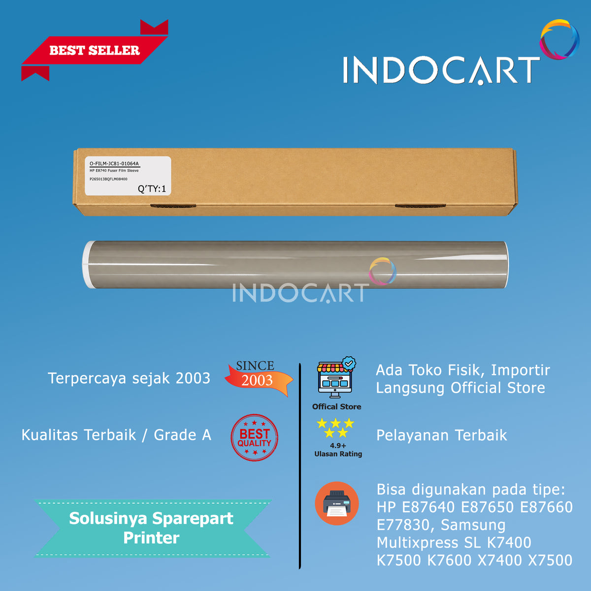 Fuser Film Sleeve-HP Color LaserJet MFP E87640 E87650 E87660
