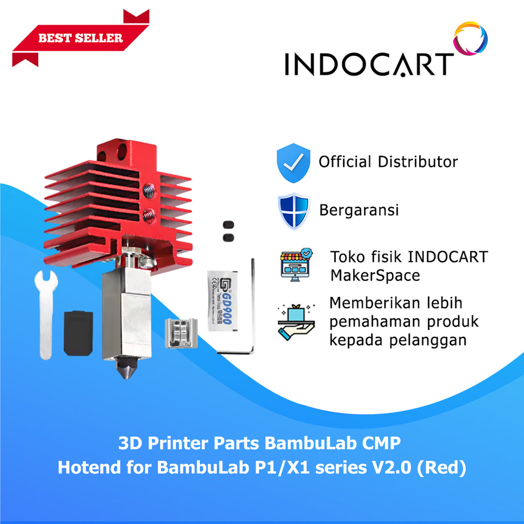 3D Printer Parts CMP Hotend V2.0 Red BambuLab P1/X1 Series