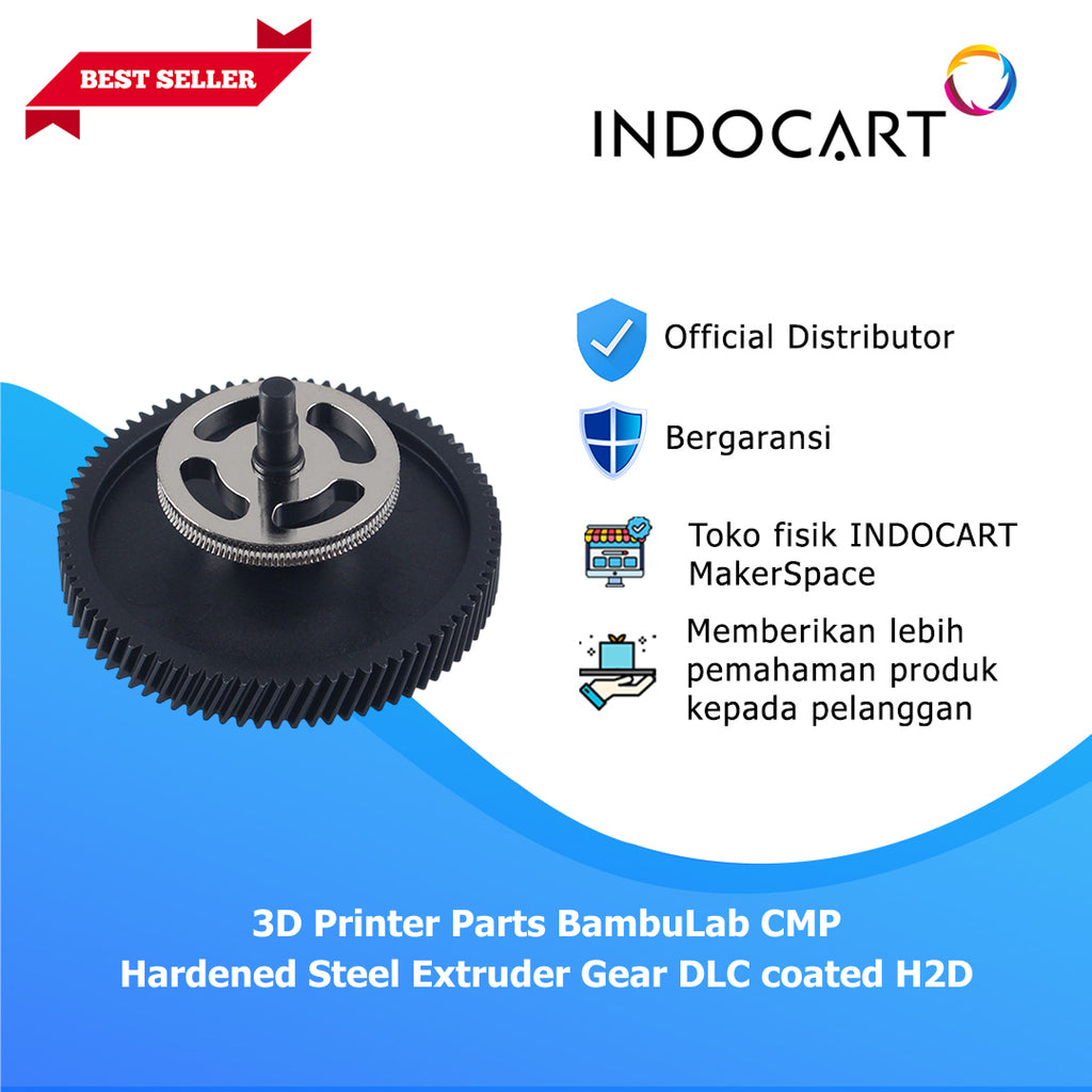 3D Printer Parts CMP Hardened Steel Extruder Gear DLC Coated BambuLab H2D