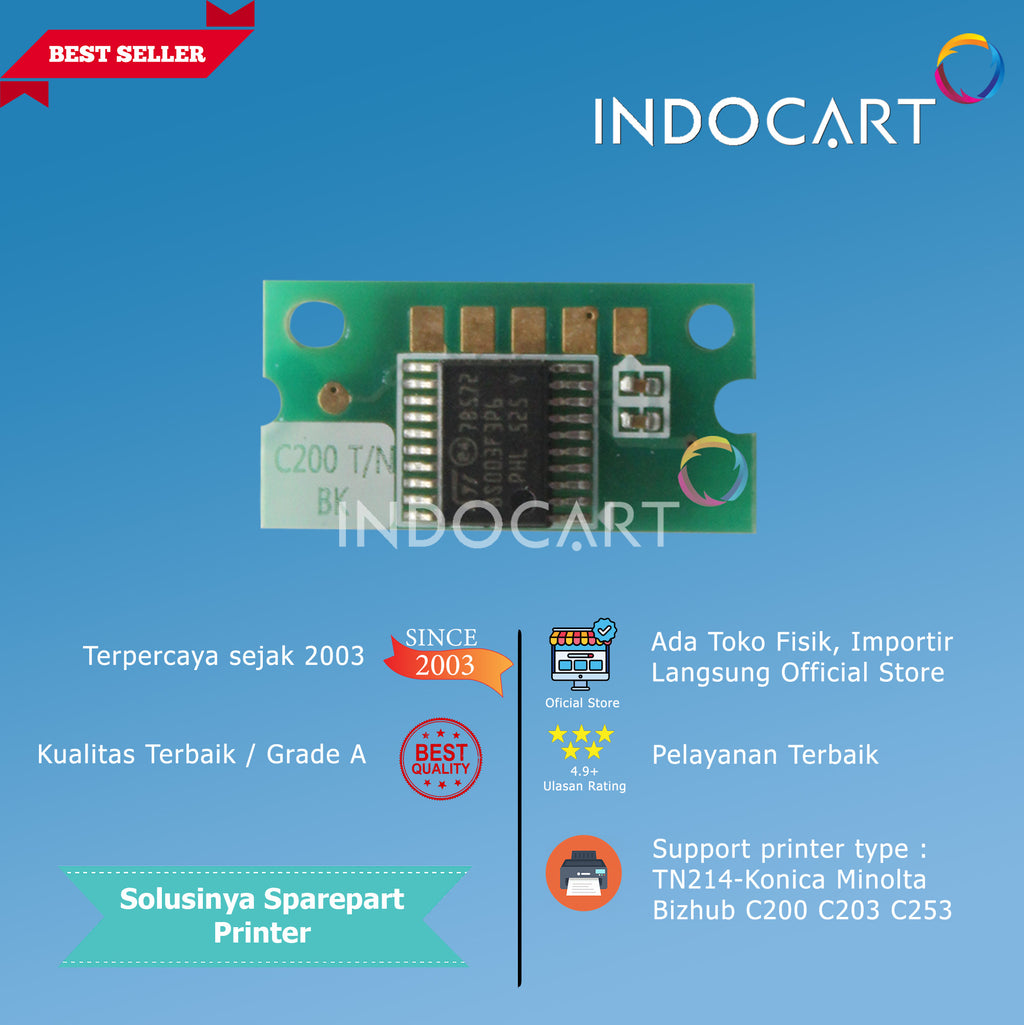 Chip TN214K TN214C TN214M TN214Y-Konica Minolta Bizhub C200 C203 C253
