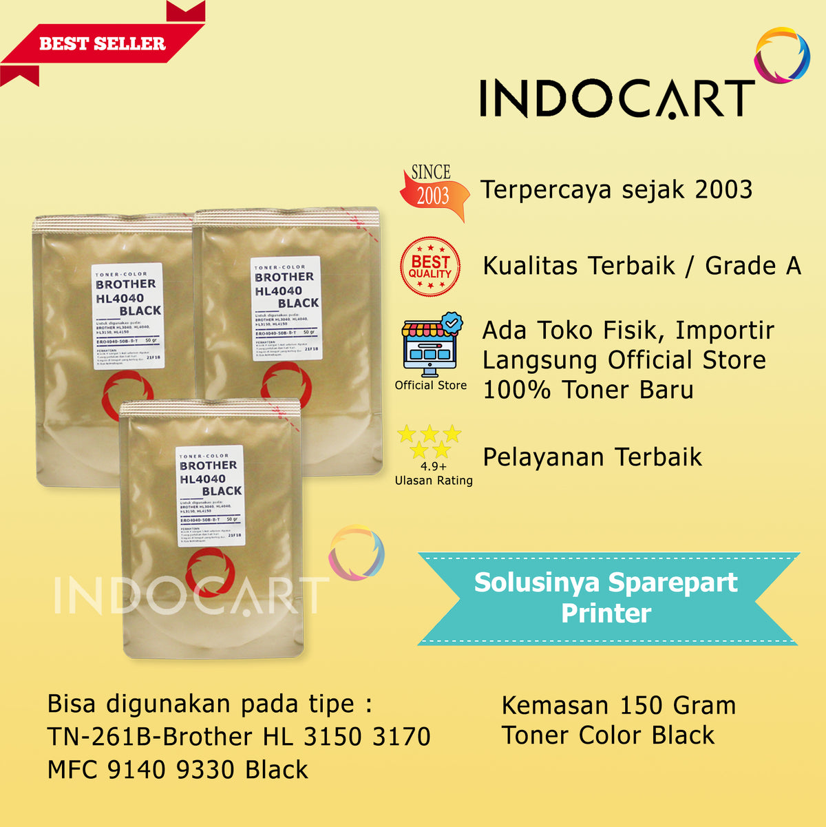 Serbuk Toner Warna Jepang TN-240 TN-261 TN-269 TN-861-HL 3040 3150 L3240 L9430 MFC 9120 (50gr-150gr)