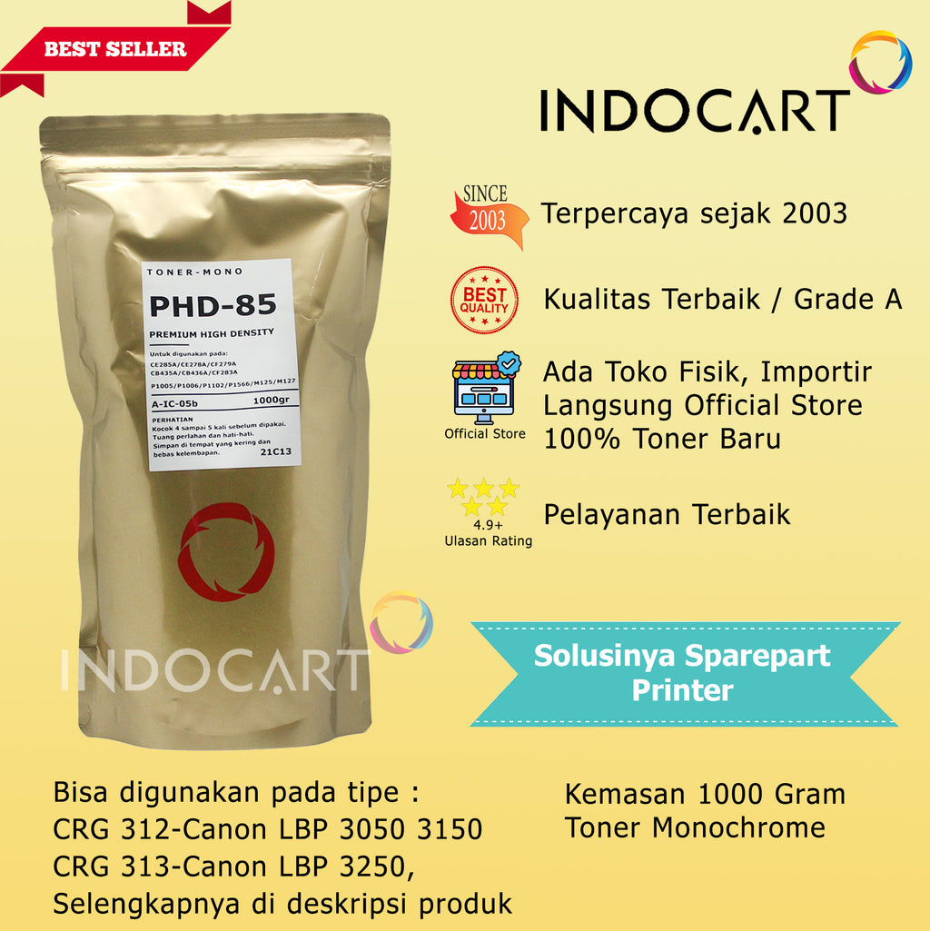 Serbuk Toner PHD CE285A 85A CC388A 88A-HP P1102 P1007 P1008 M1132 1212 1217 1136 1213-1Kg