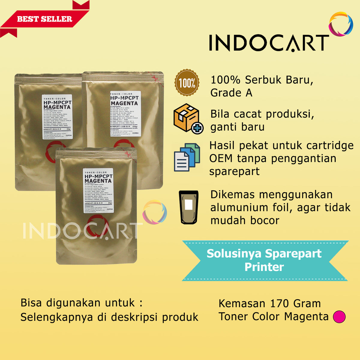 Serbuk Toner Warna MPCPT CRG 045 046 054 055-Canon LBP611 613 621 664 MF631 MF730C (35gr-200gr)