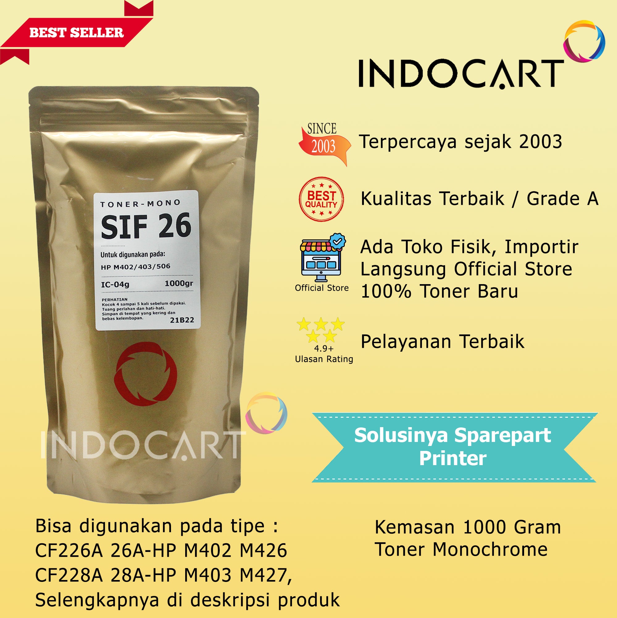 Serbuk Toner SIF-26A CRG 039H 041 052 056L-Canon LBP 351 352 312 214 325 MF 426 449-1Kg