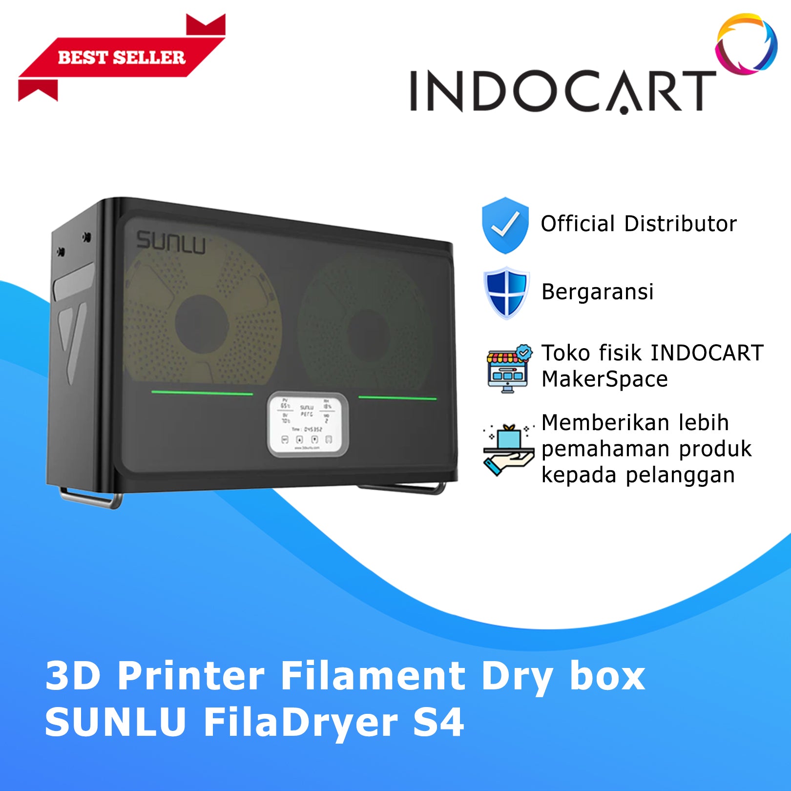 3D Printer Filament 4 Rolls Dry box SUNLU FilaDryer S4
