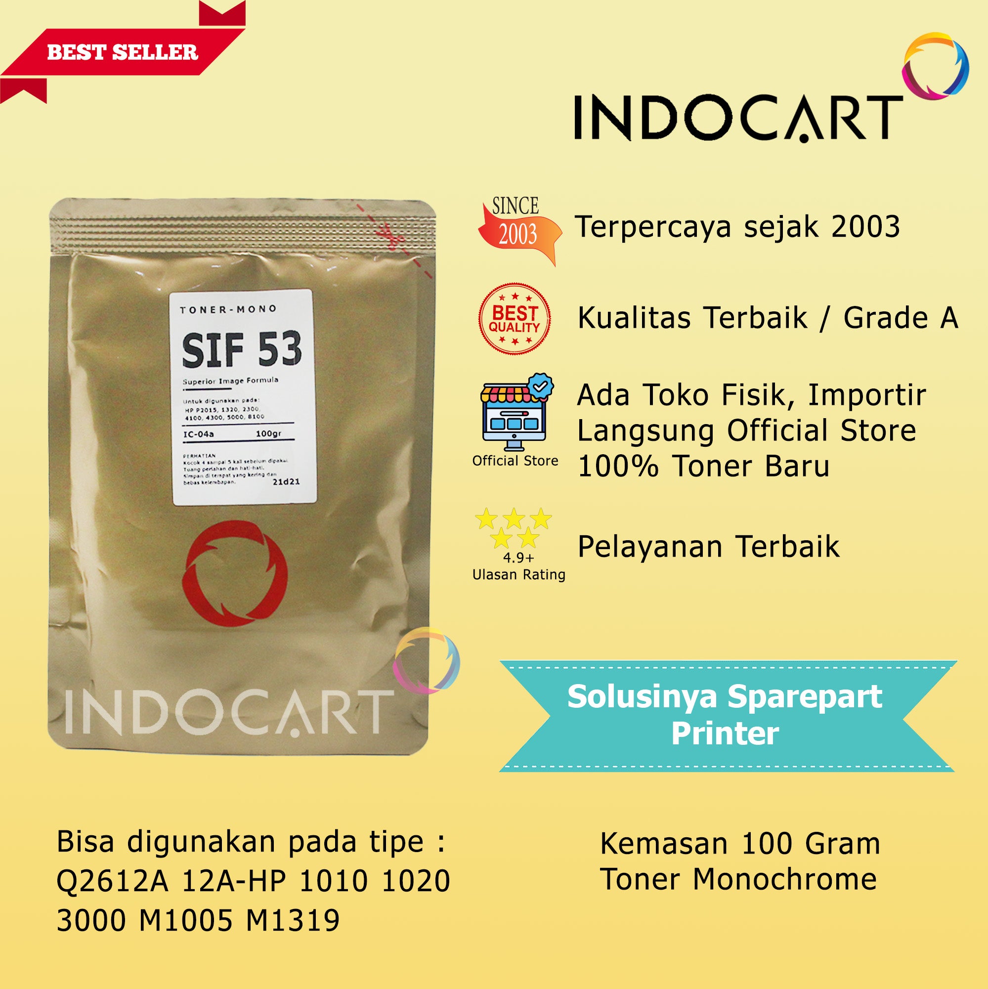Serbuk Toner SIF-53 53A 05A 51A 55A 70A-HP P2014 P2035 P3005 P3015 M521 M2727 M5025-100gr