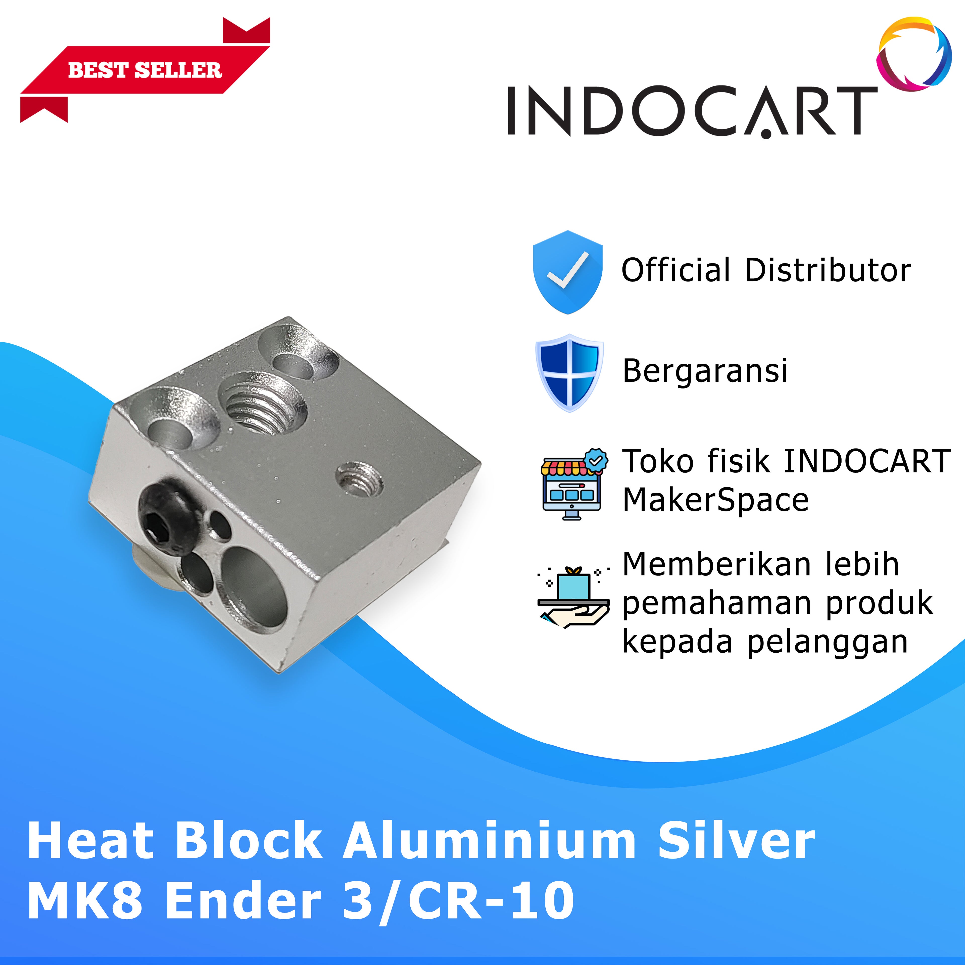 3D Printer Parts Creality OEM Heat Block 20×20×10 Al6063 Aluminium MK8 Creality Ender 2Pro/3/3Pro/3S/3V2