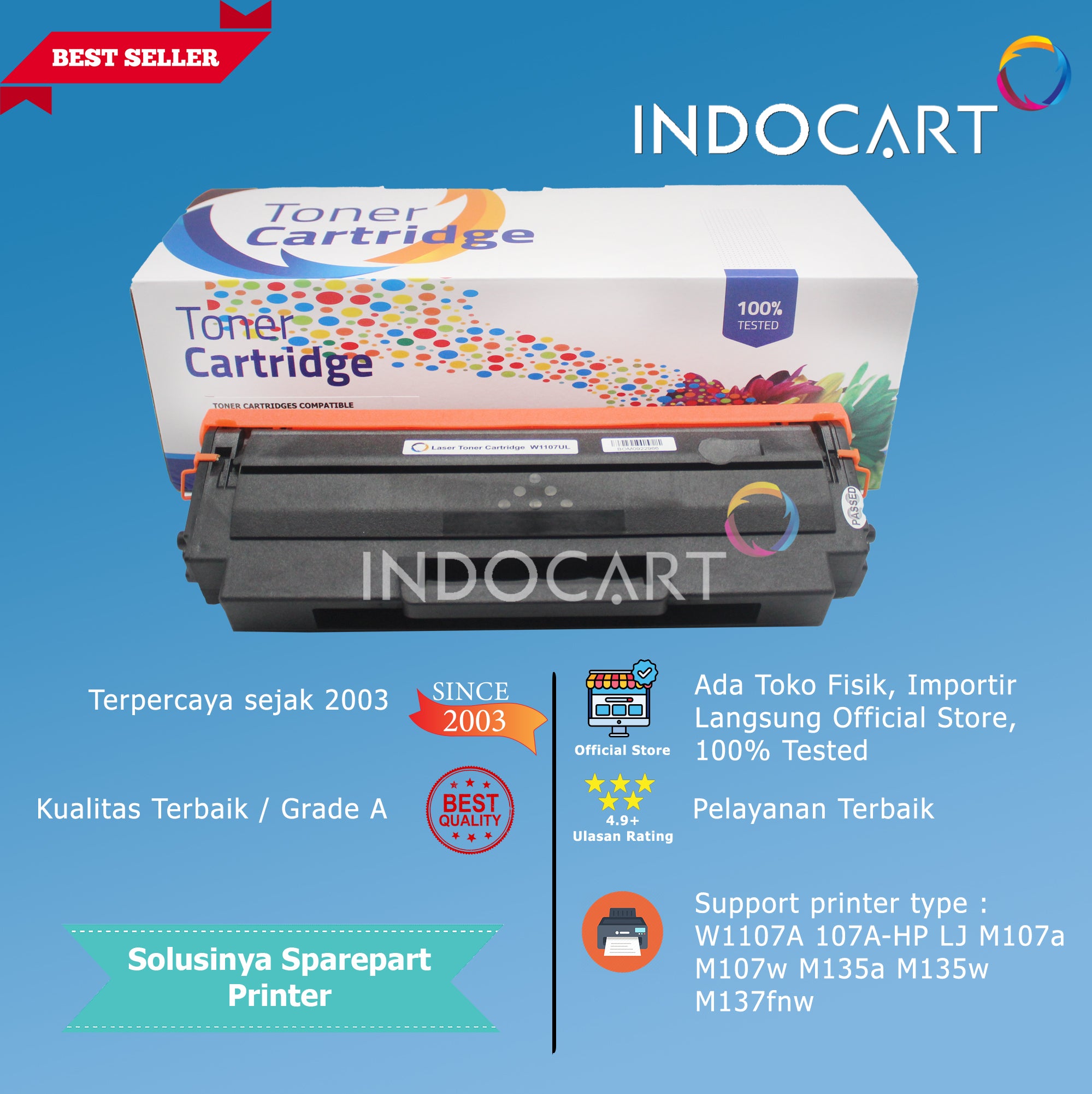 Toner Cartridge Compatible W1107A 107A-HP M107 M135 M137-High Yield