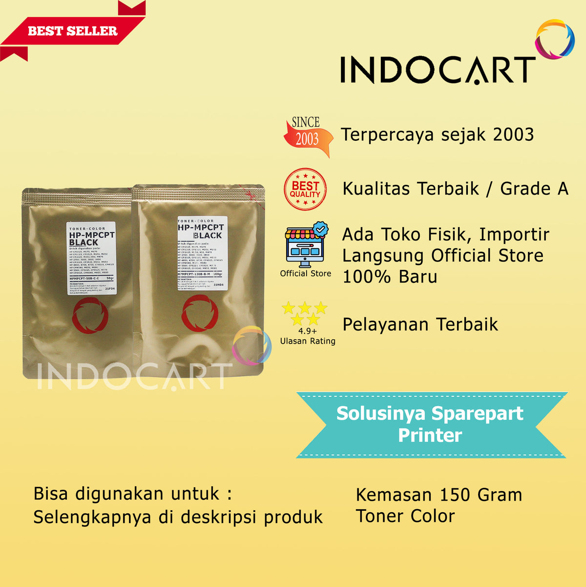 Serbuk Toner Warna MPCPT 124A 125A 126A 128A-HP 1600 2600 CP1215 CP1025 CP1525 CM1015 (35gr-200gr)