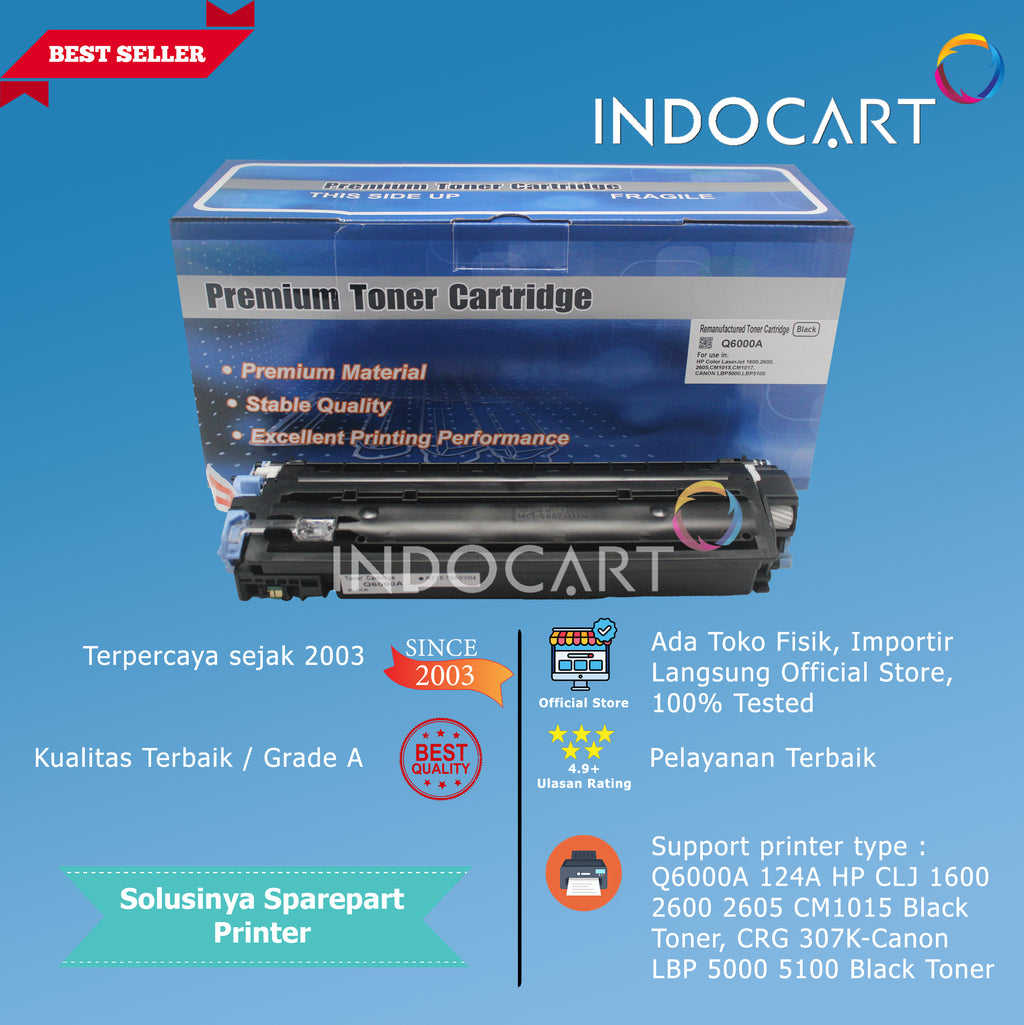 Toner Cartridge Compatible Q6000A Q6001A Q6002A Q6003A 124A-HP CLJ 1600 2600 2605 CM1015
