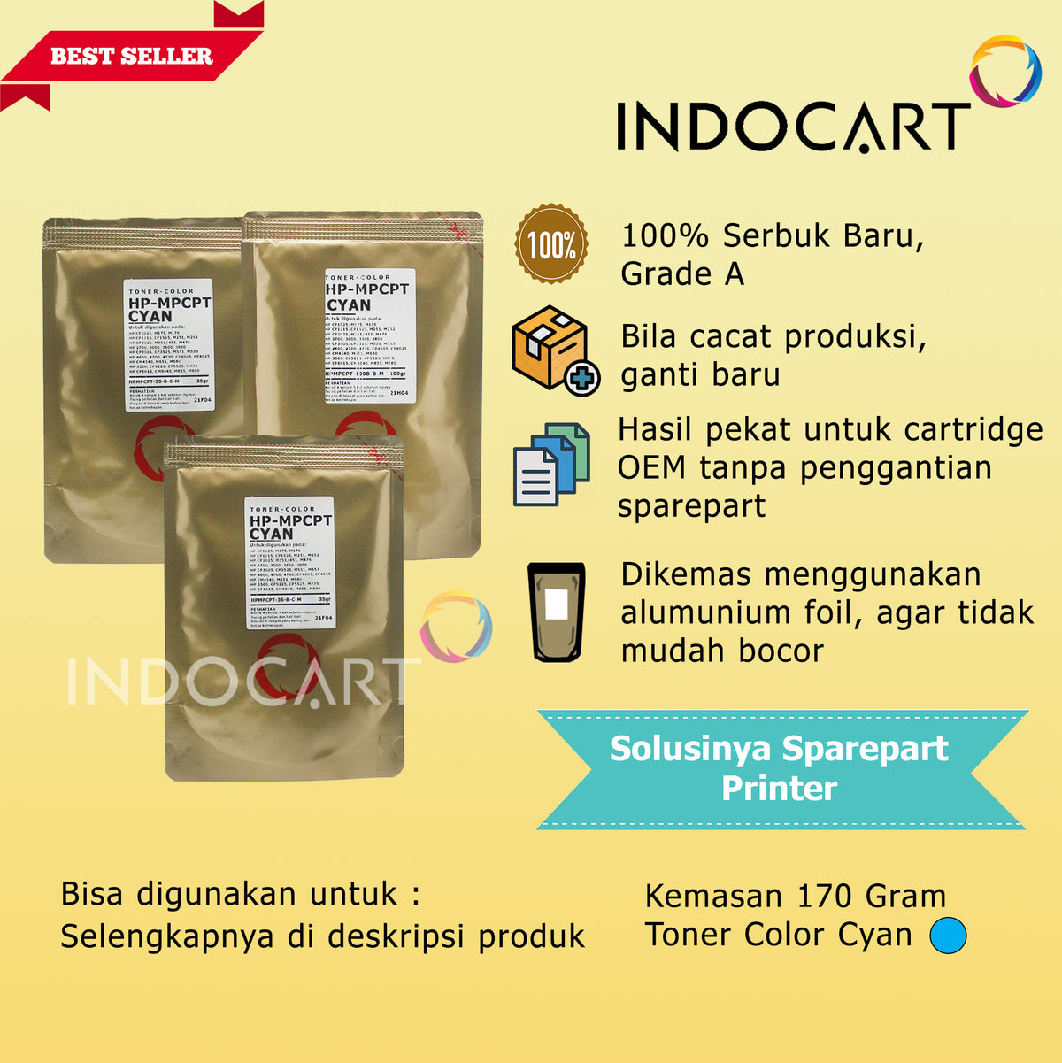 Serbuk Toner Warna MPCPT 305A 307A 312A 504A-HP M351 M375 M476 CP5220 CP3525 (35gr-200gr)