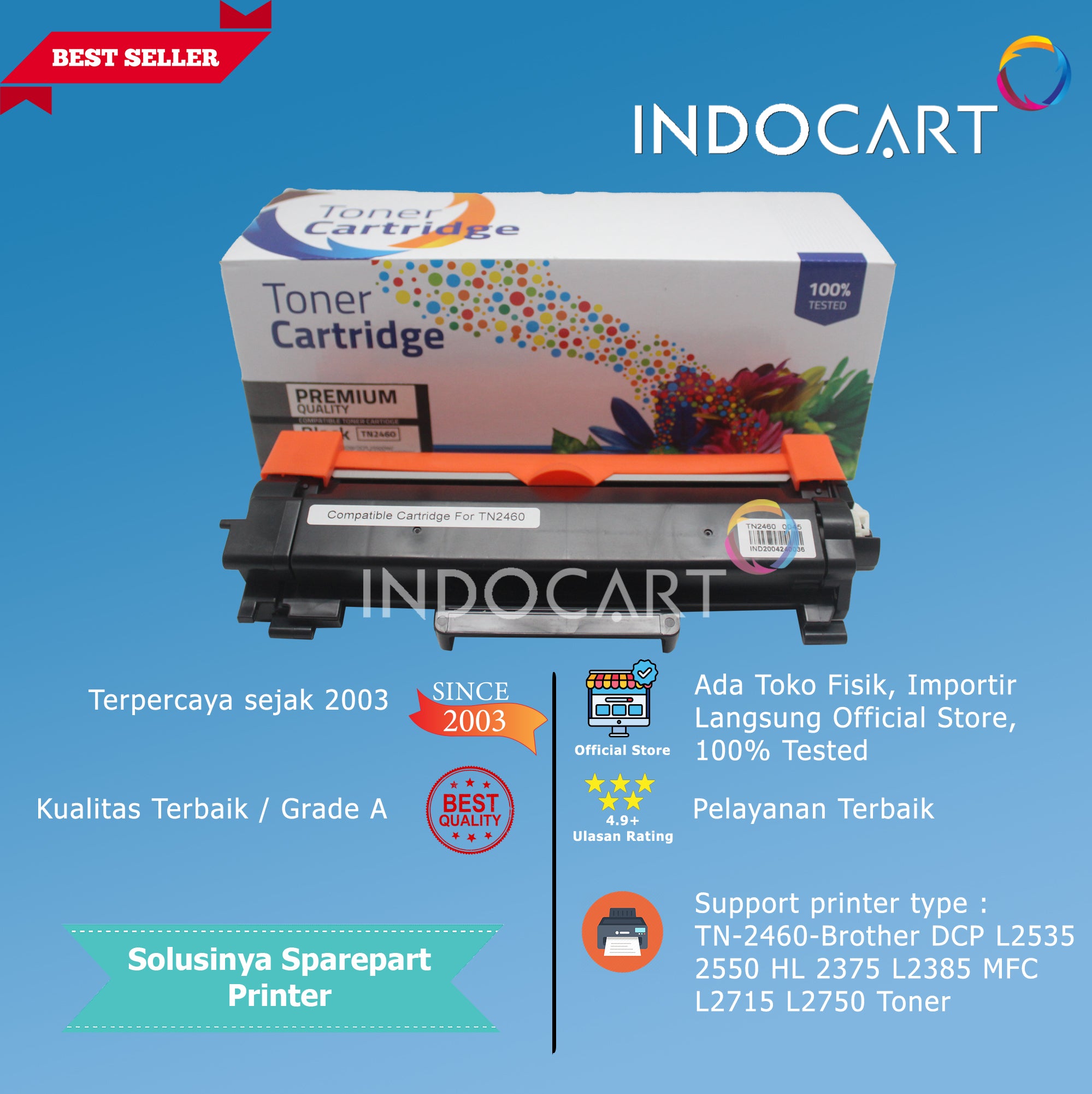 Toner Cartridge Compatible TN-2460-DCP L2535 L2550 HL L2375 L2385 MFC L2715 L2750