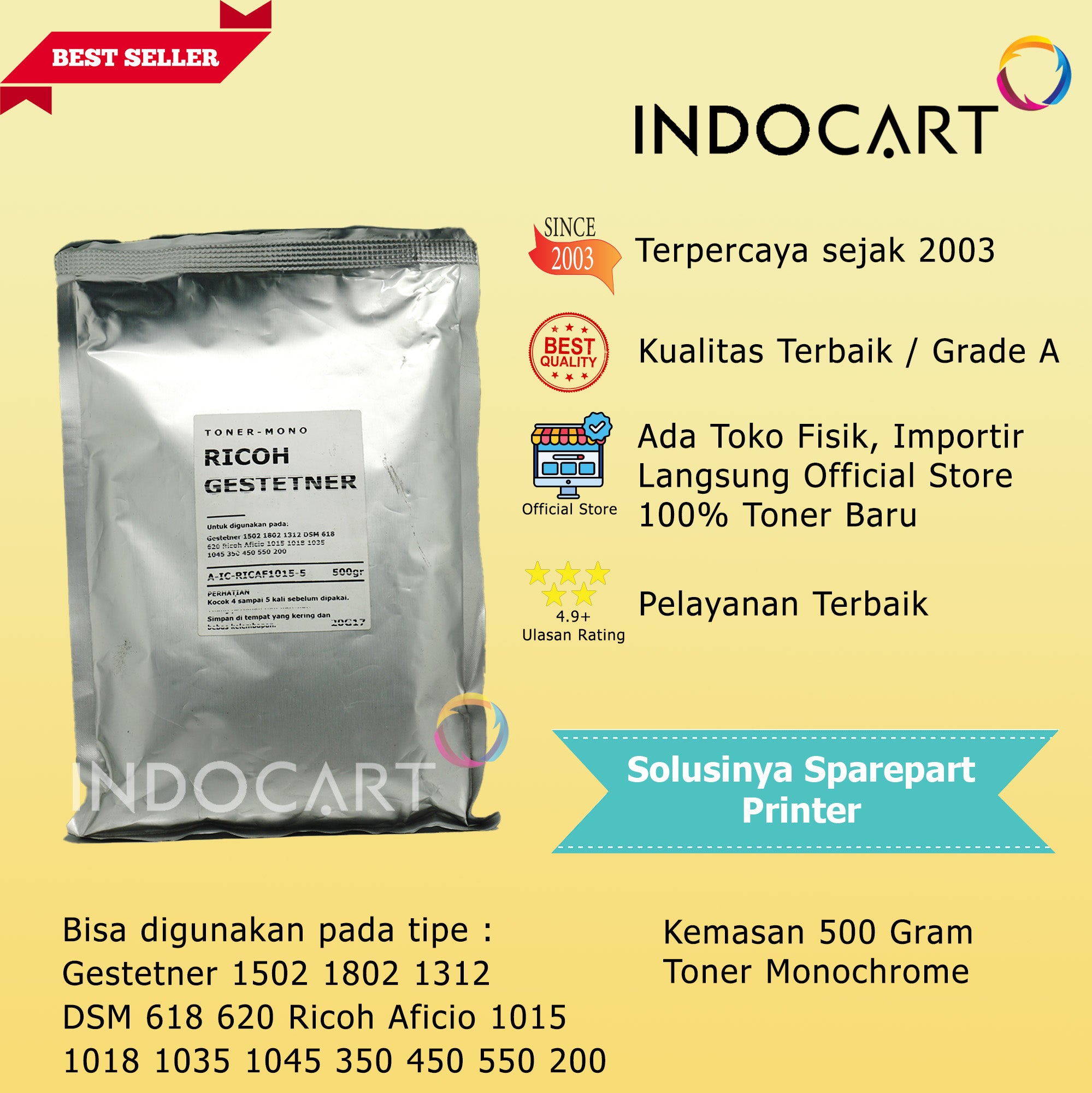 Serbuk Toner Ricoh-Gestetner 1502 1802 DSM 618 Ricoh Aficio 1015-500gr