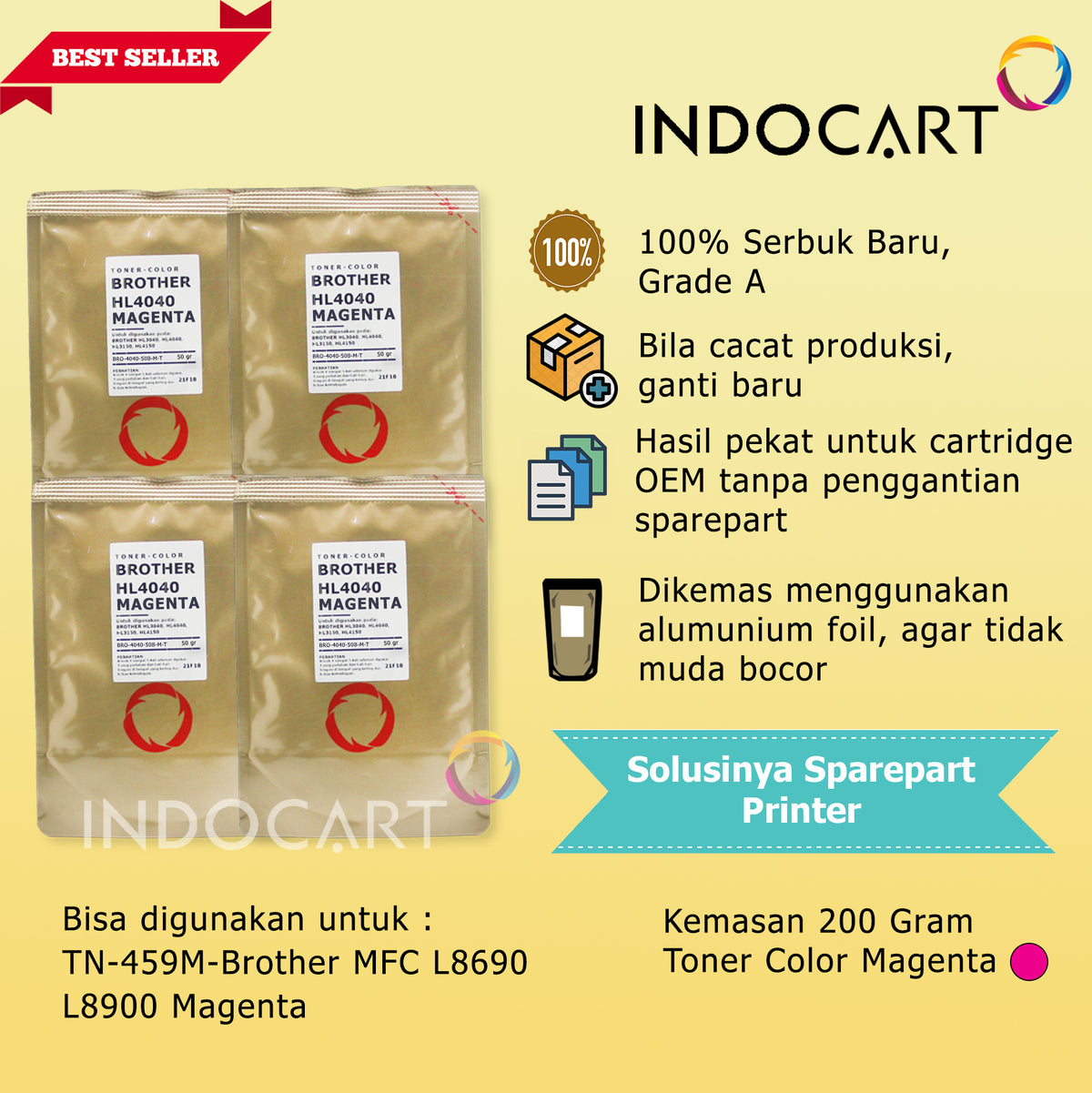 Serbuk Toner Warna Jepang TN-240 TN-261 TN-269 TN-861-HL 3040 3150 L3240 L9430 MFC 9120 (200gr-225gr)