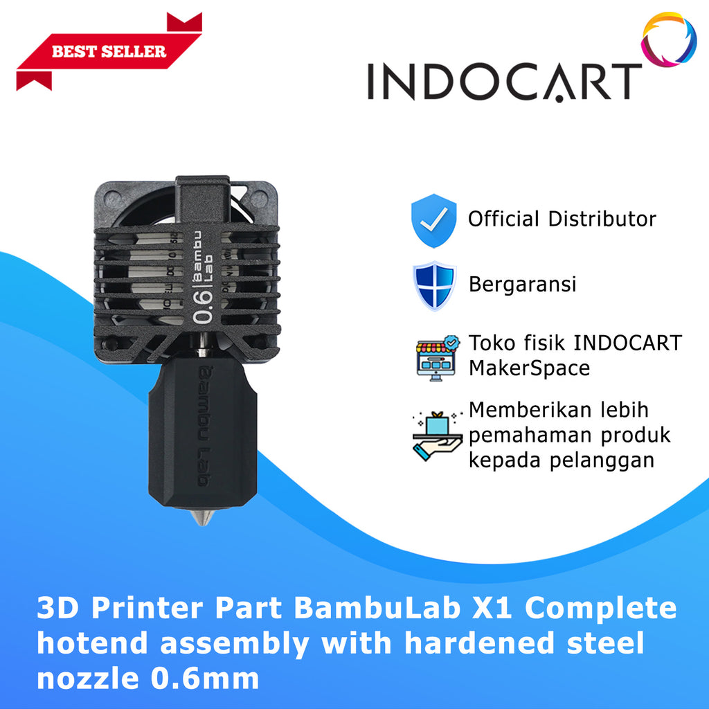 3D Printer Parts BambuLab Complete Hotend Assembly with Hardened Steel Nozzle 0.4mm BambuLab X1C