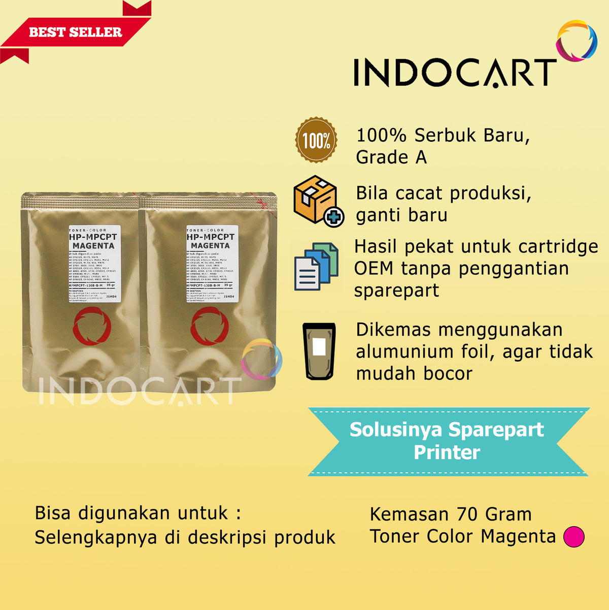 Serbuk Toner Warna MPCPT 305A 307A 312A 504A-HP M351 M375 M476 CP5220 CP3525 (35gr-200gr)