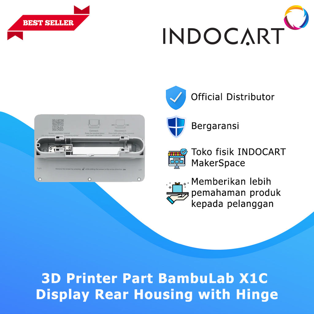 3D Printer Parts Display Rear Housing with Hinge BambuLab X1C