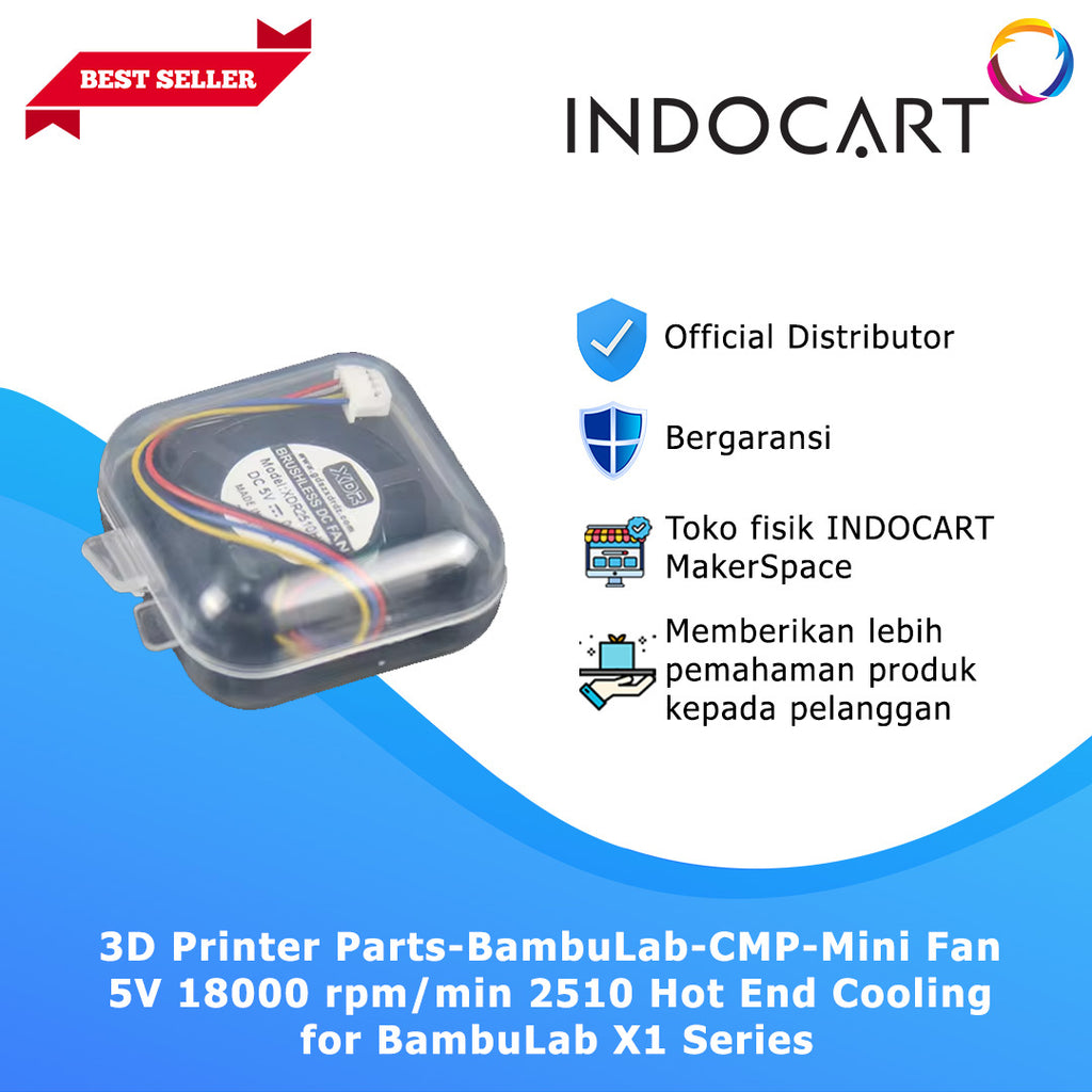 3D Printer Parts BambuLab Compatible Mini Fan 5V 18000 rpm/min 2510 Hot End Cooling for BambuLab P1/X1 Series