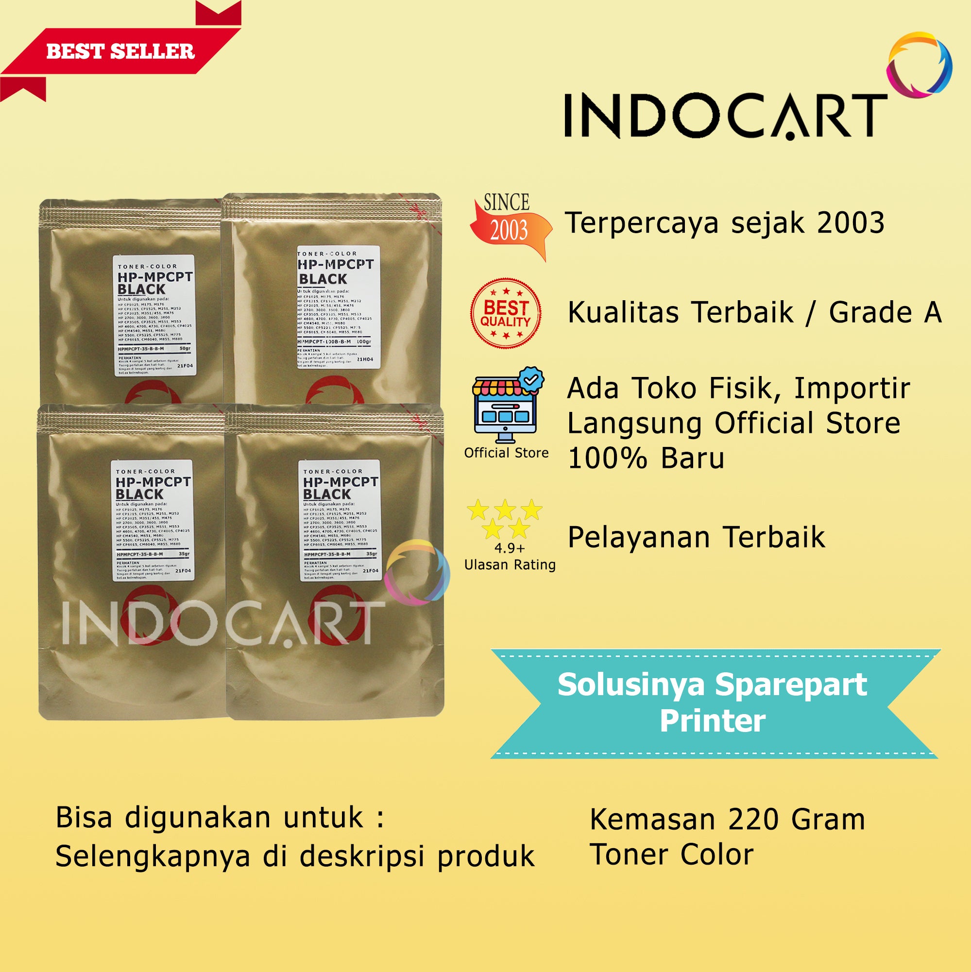 Serbuk Toner Warna MPCPT CRG 307 316 318 322-Canon LBP 5000 5050 5100 7200 7680 9100-Black (220gr-335gr)