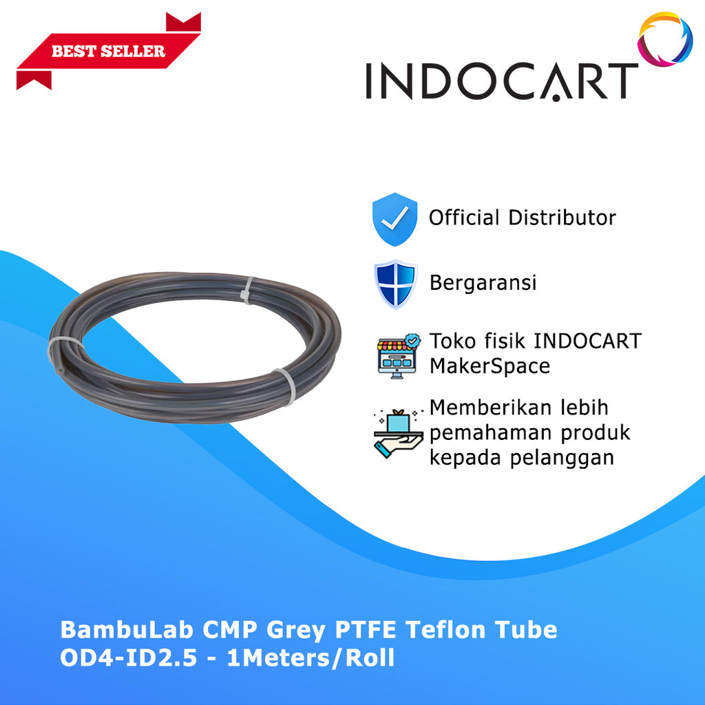 3D Printer Parts BambuLab Compatible Grey PTFE Teflon Tube OD4-ID2.5-1Meter/Roll