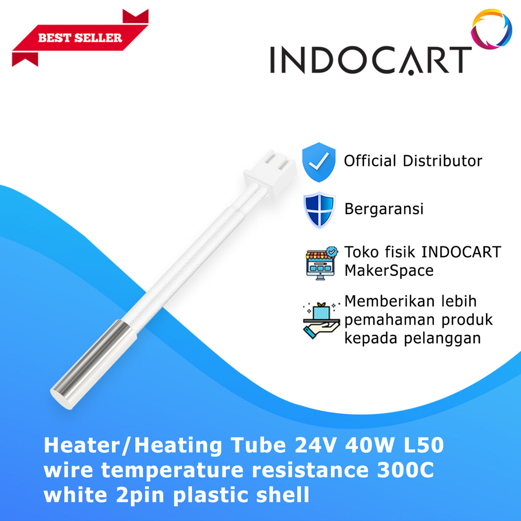 3D Printer Parts Creality OEM Heater/Heating Tube 24V 40W L50 White Up To 300C 2Pin Creality Ender 3S1/3S1Plus
