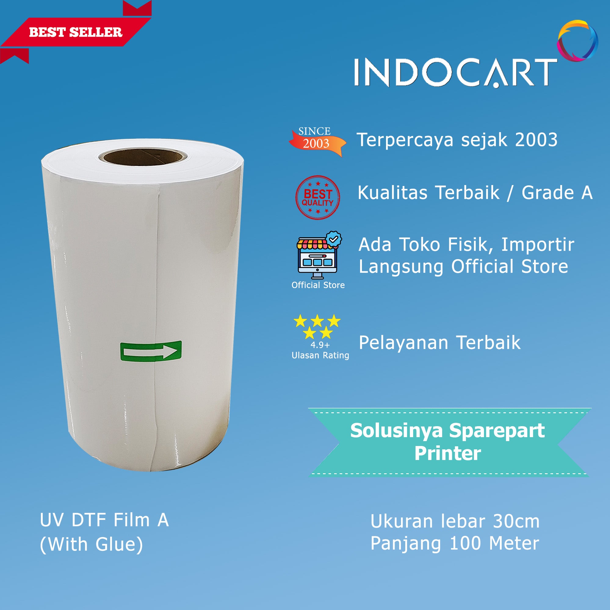 PET Film UV DTF A (Plus Glue) dan PET Film UV DTF B Premium High Quality