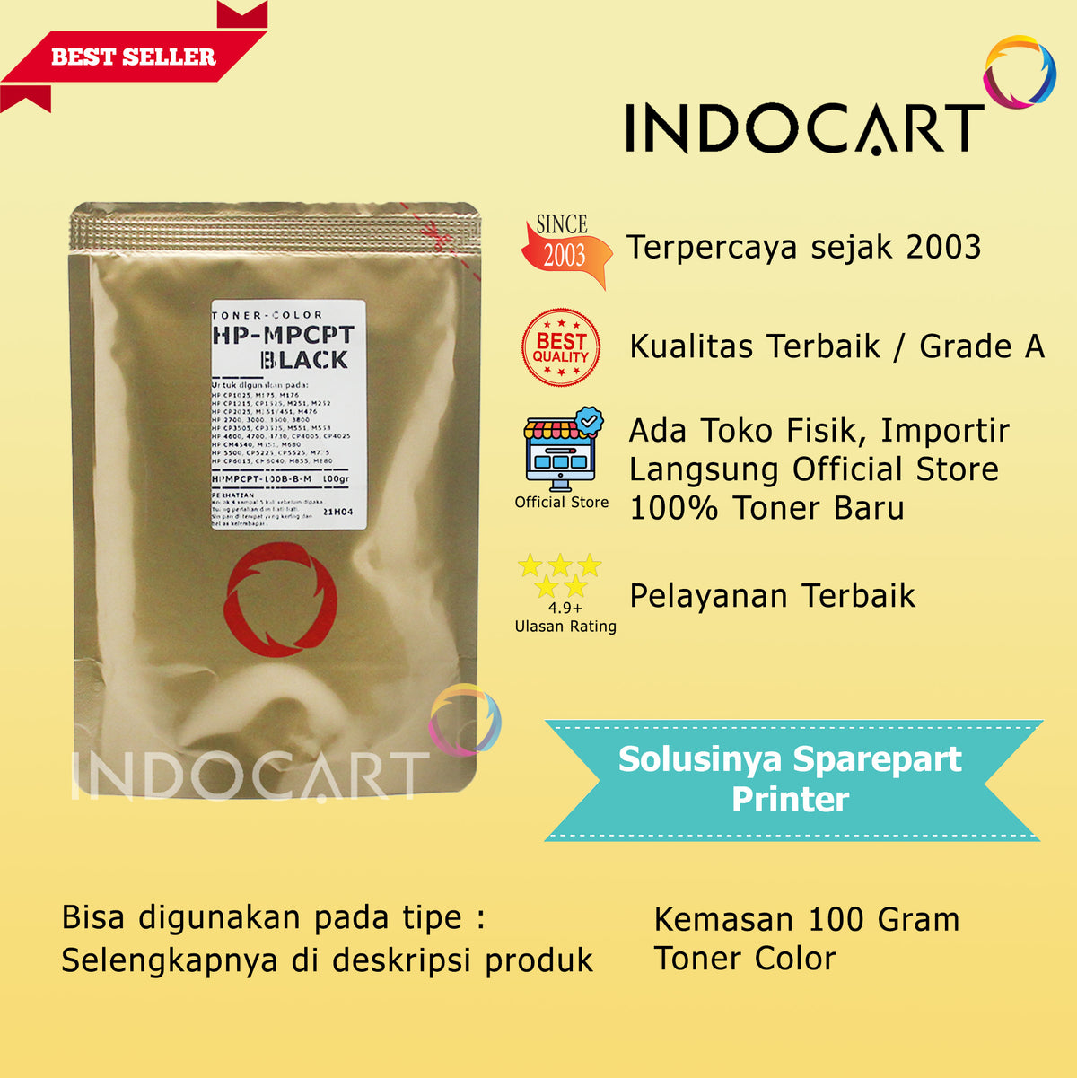 Serbuk Toner Warna MPCPT 130A 131A 304A 507A-HP M176 M251 M551 CP2025 CM2320 (35gr-200gr)