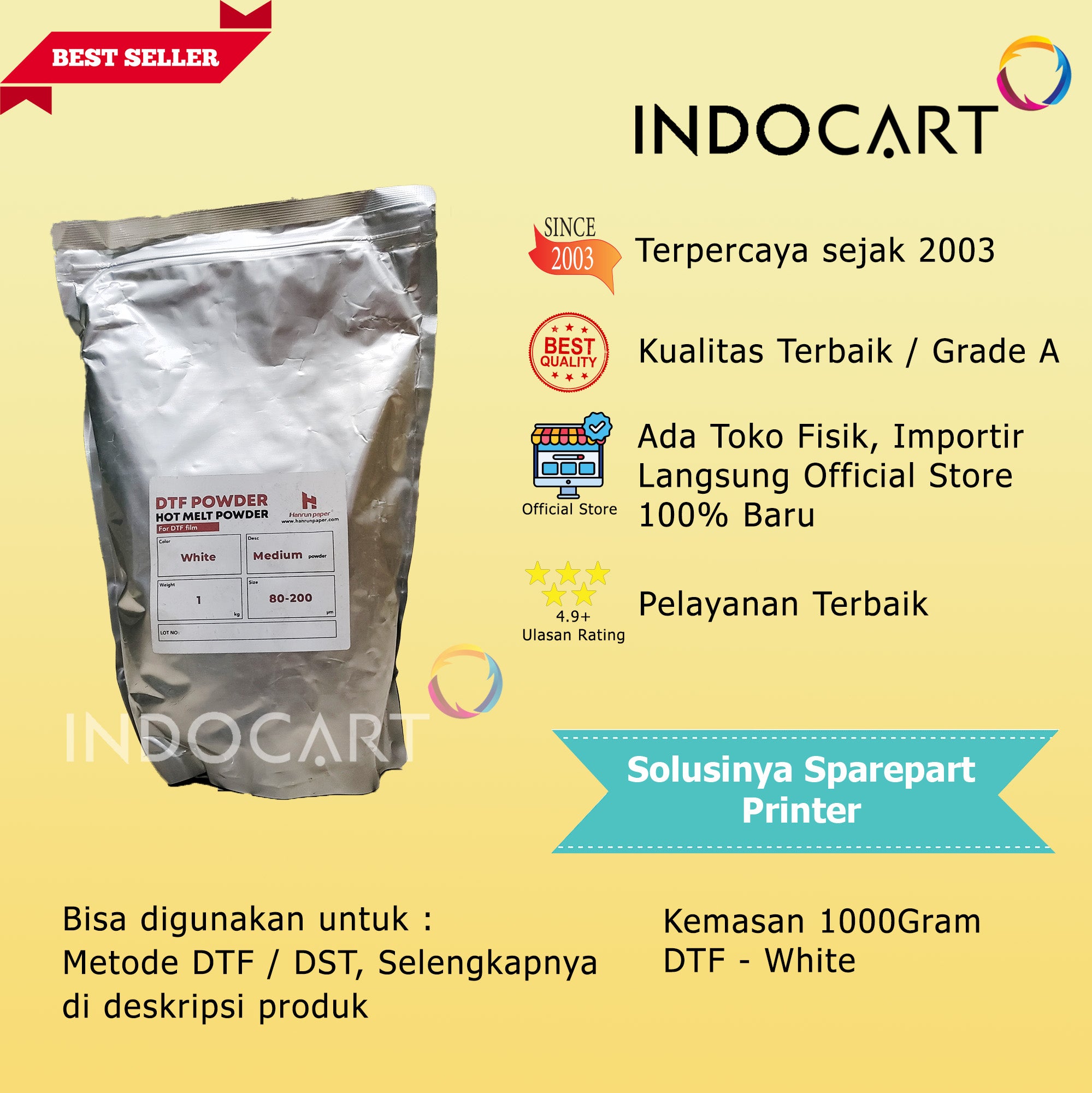 Tepung Powder TPU Sablon DTF Digital Transfer Film-1Kg