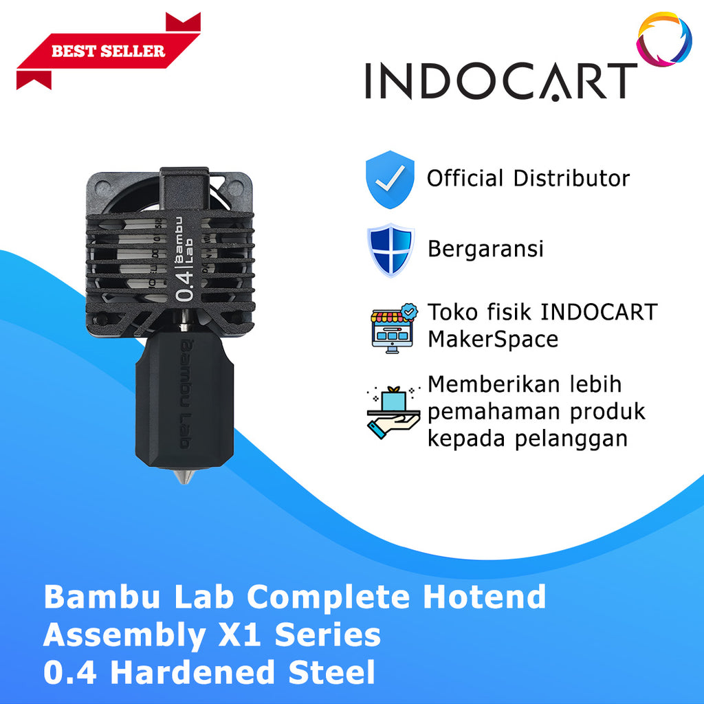 3D Printer Parts BambuLab Complete Hotend Assembly with Hardened Steel Nozzle 0.4mm BambuLab X1C