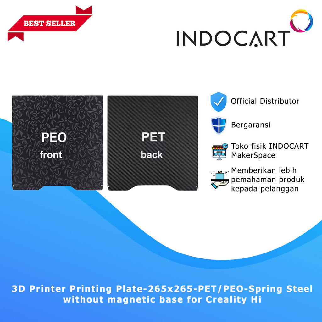 3D Printer Printing Plate 265x265mm PET/PEO Spring Steel without Magnetic Base Creality Hi