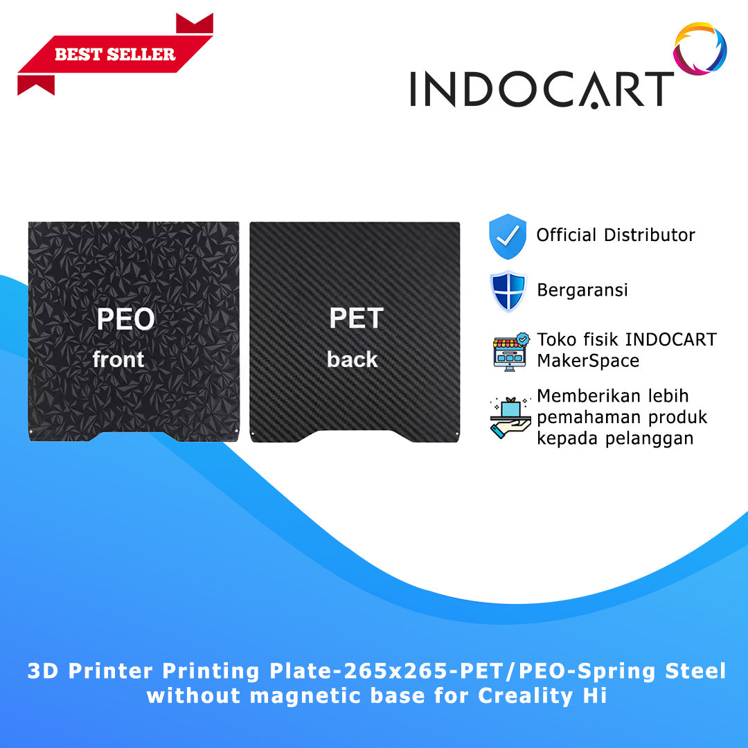 3D Printer Printing Plate 265x265mm PET/PEO Spring Steel without Magnetic Base Creality Hi