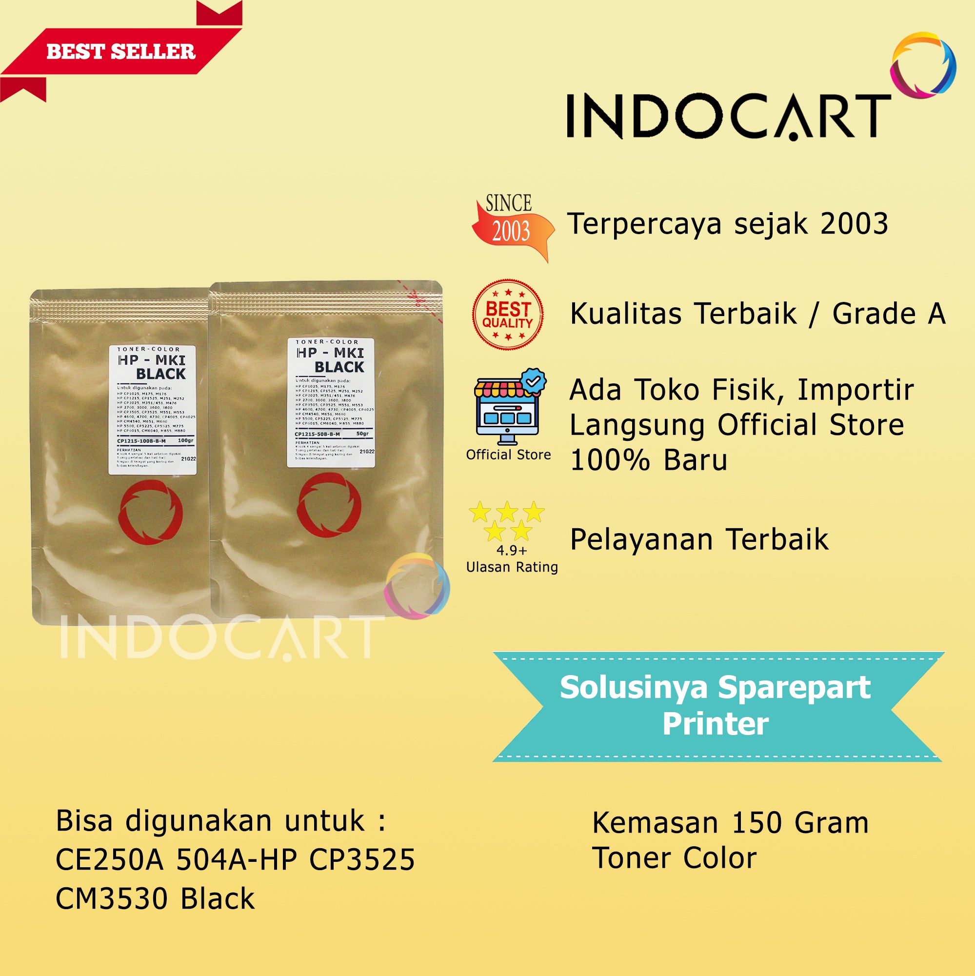 Serbuk Toner Warna Mitsubishi-823A 824A 825A-HP LaserJet CP6015 CM6040-Black (150gr-335gr)