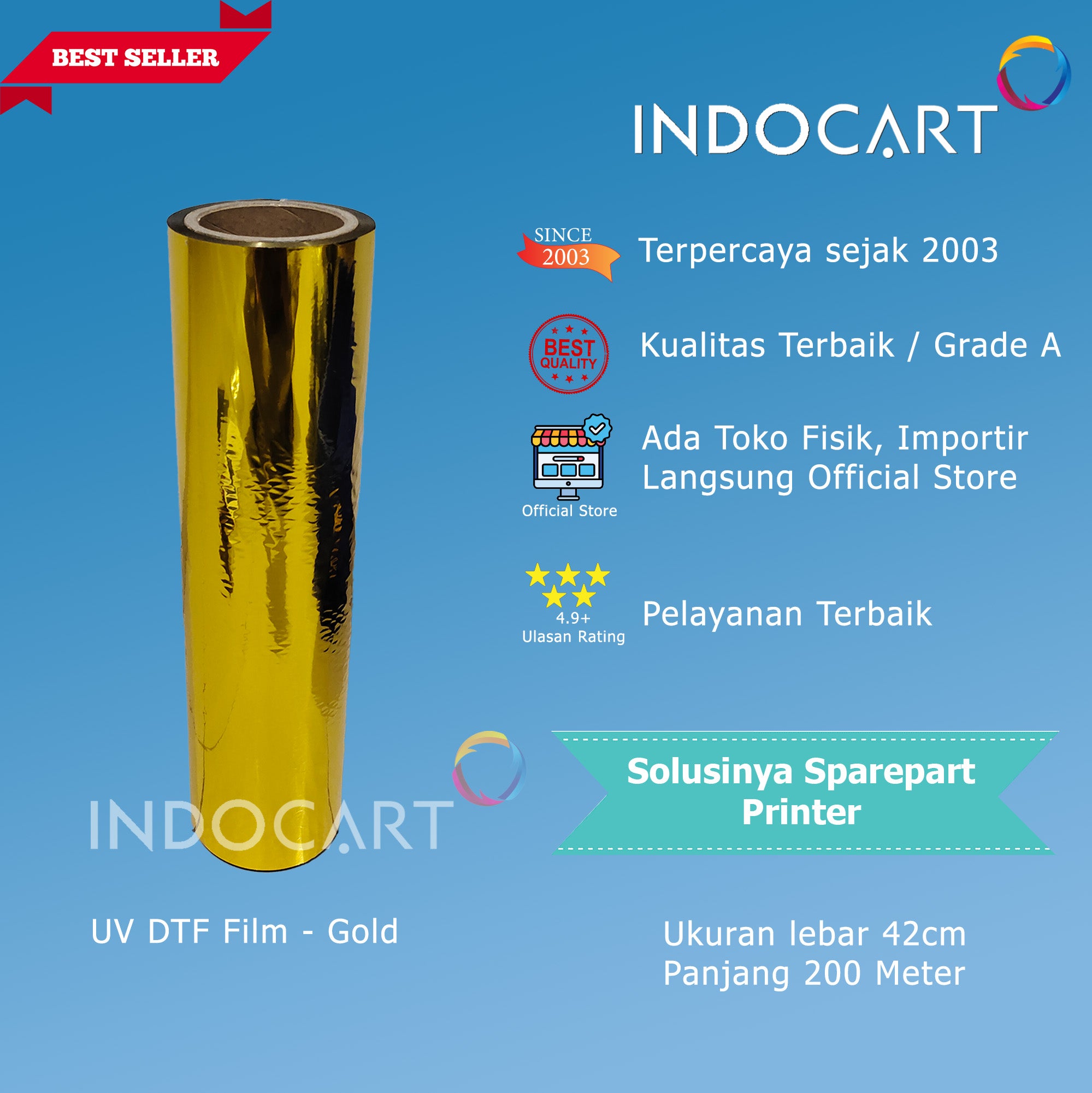 PET Film UV DTF Gold Premium High Quality