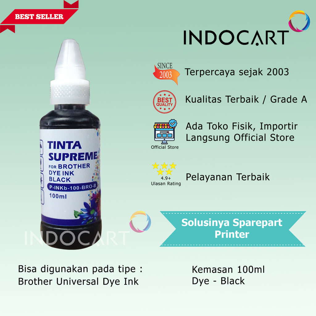 IndoCart Tinta Refill Brother BTD60BK BTD60 BT D60-Dye-100ml-no box
