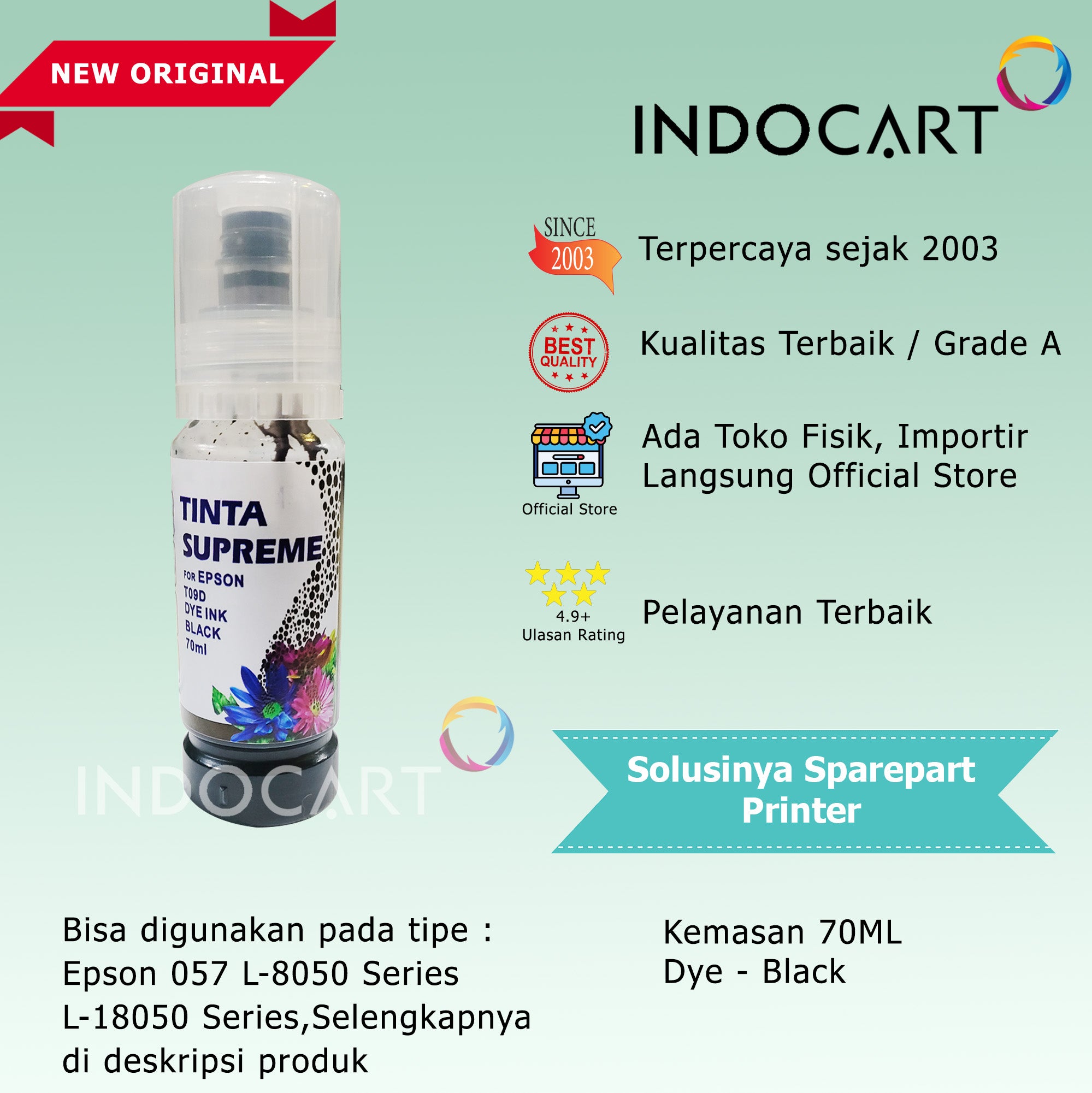 IndoCart Tinta Refill Printer Epson 057 6CL L8050 L18050 T09D 70ml