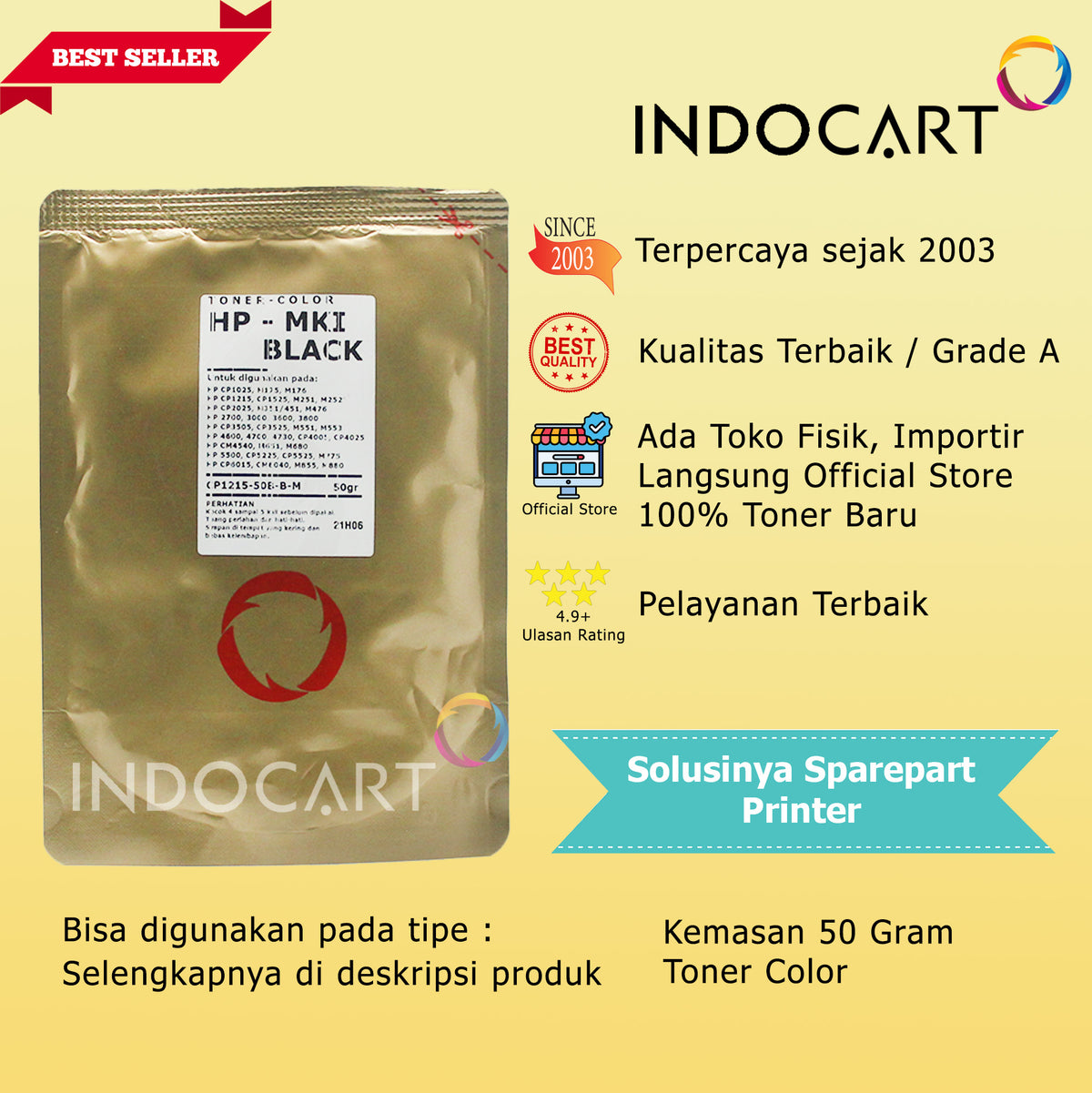 Serbuk Toner Warna Mitsubishi-652A 653A 654A-HP LaserJet M651 M680 (35gr-170gr)